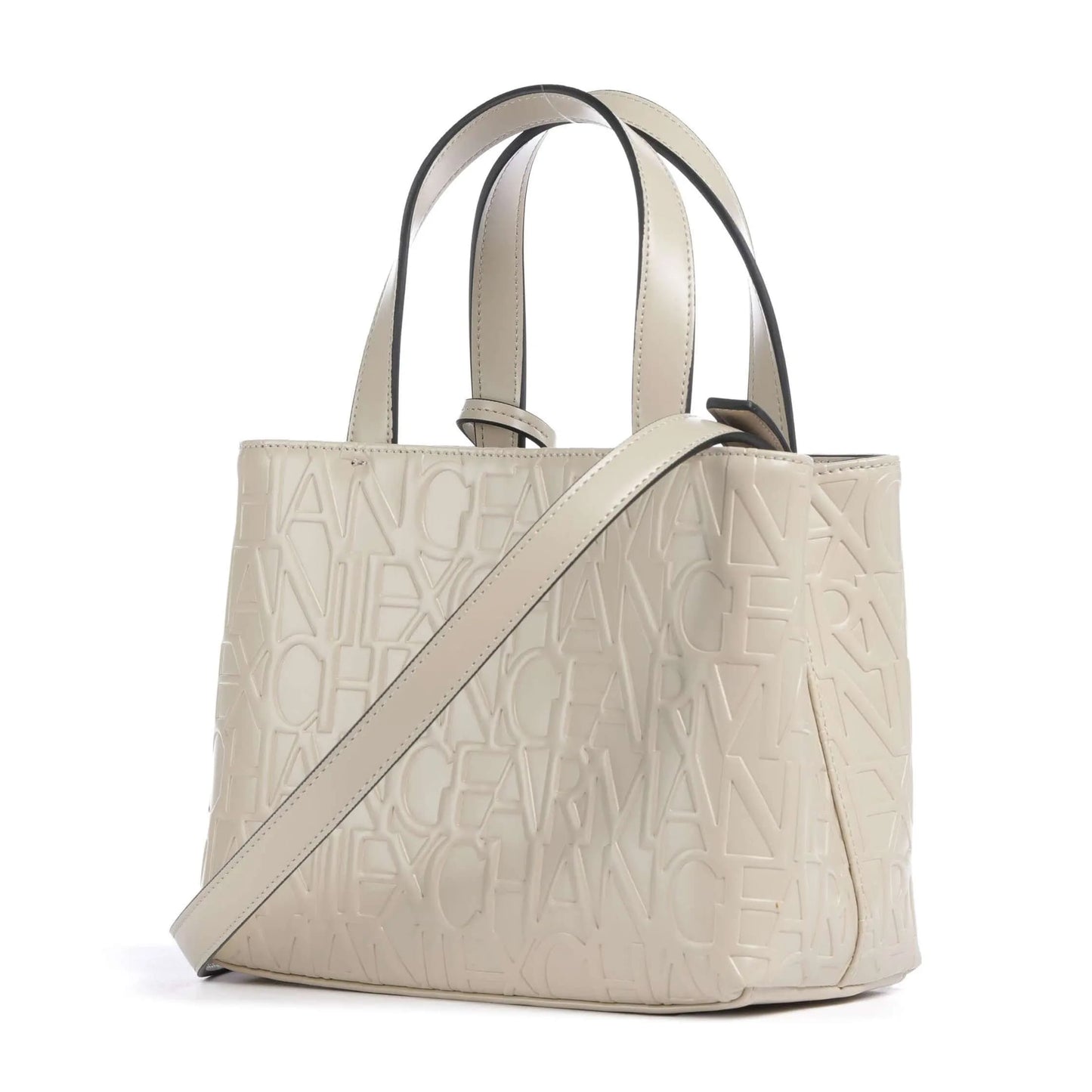 Armani Exchange Liz S Handbag in Beige with Embossed Logo