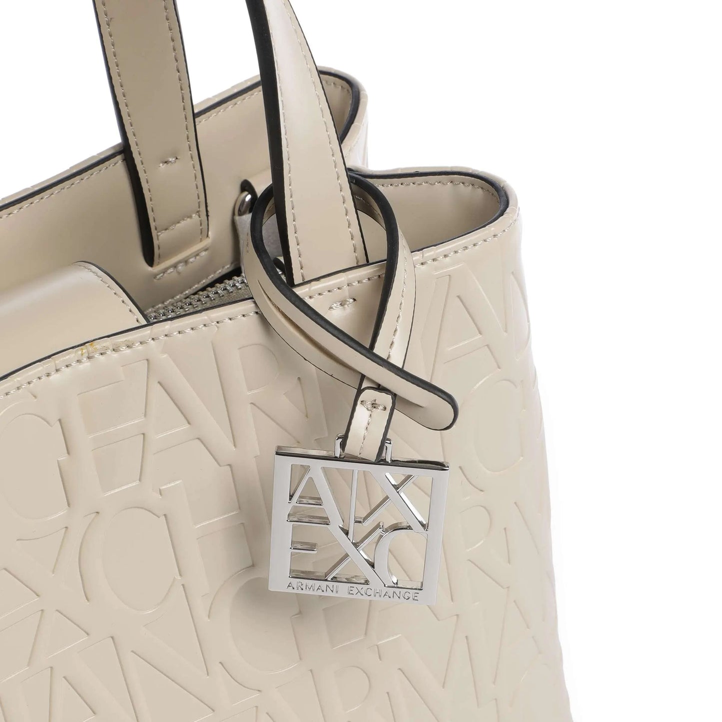 Armani Exchange Liz S Handbag in Beige with Embossed Logo