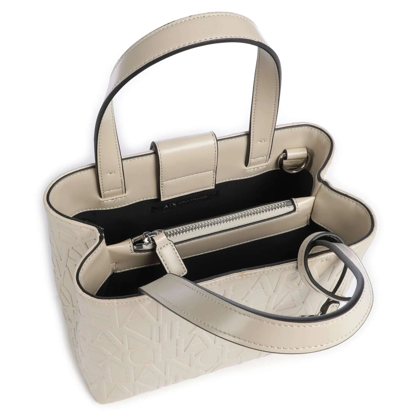 Armani Exchange Liz S Handbag in Beige with Embossed Logo