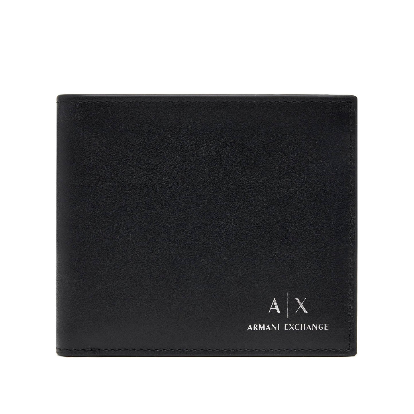 Armani Exchange Black Leather Wallet with Signature Logo Print