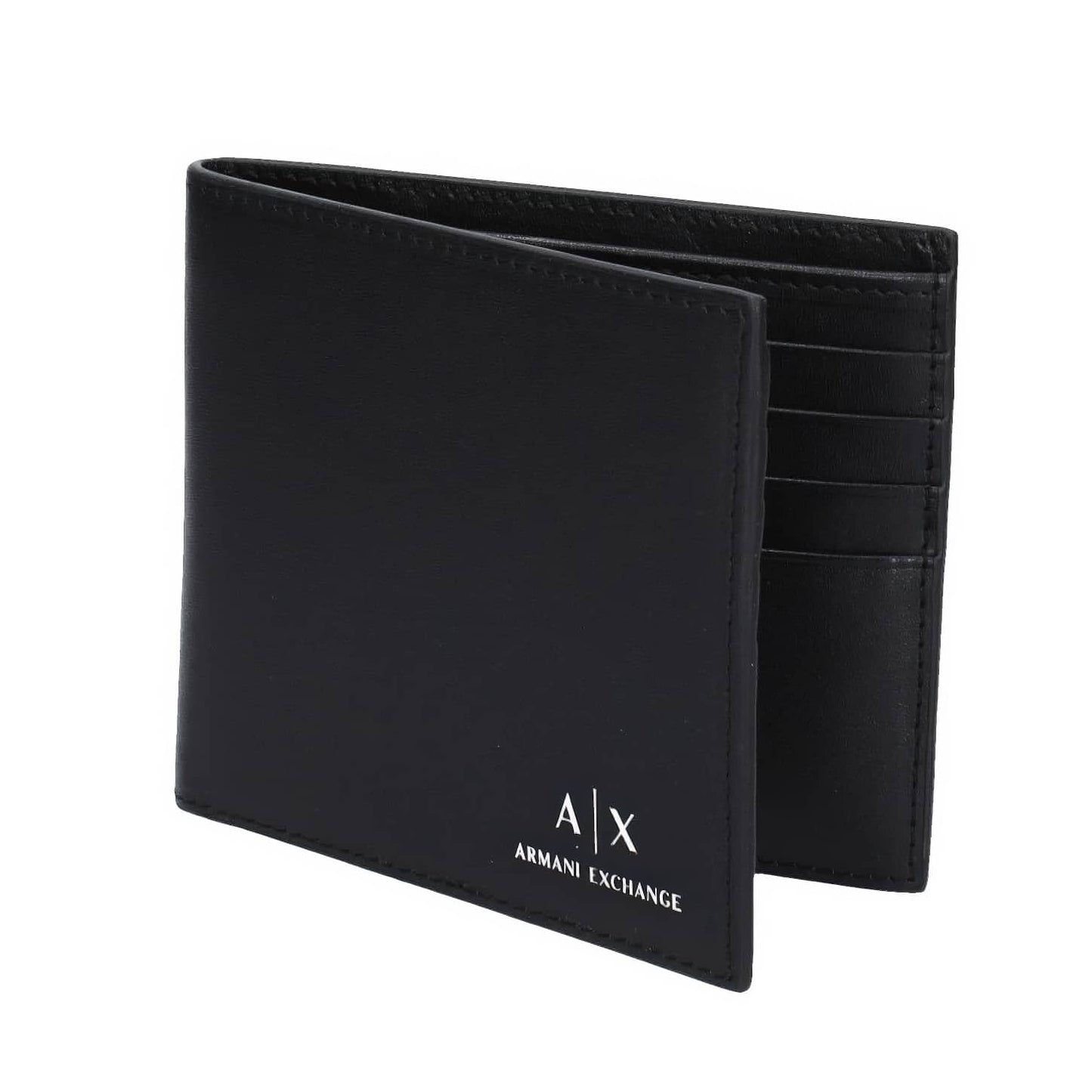 Armani Exchange Black Leather Wallet with Signature Logo Print