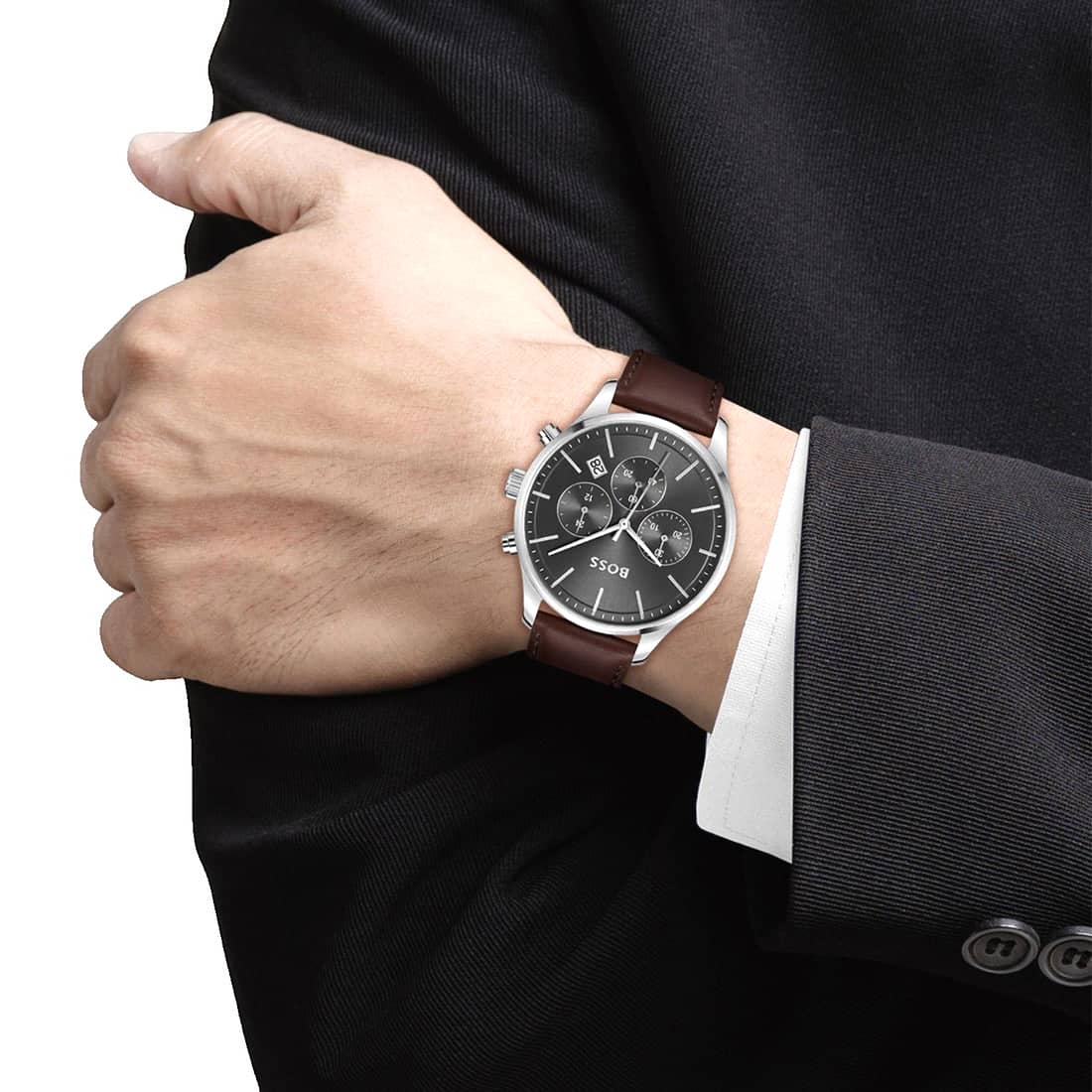 BOSS Watch Avery Brown Leather Strap Chronograph