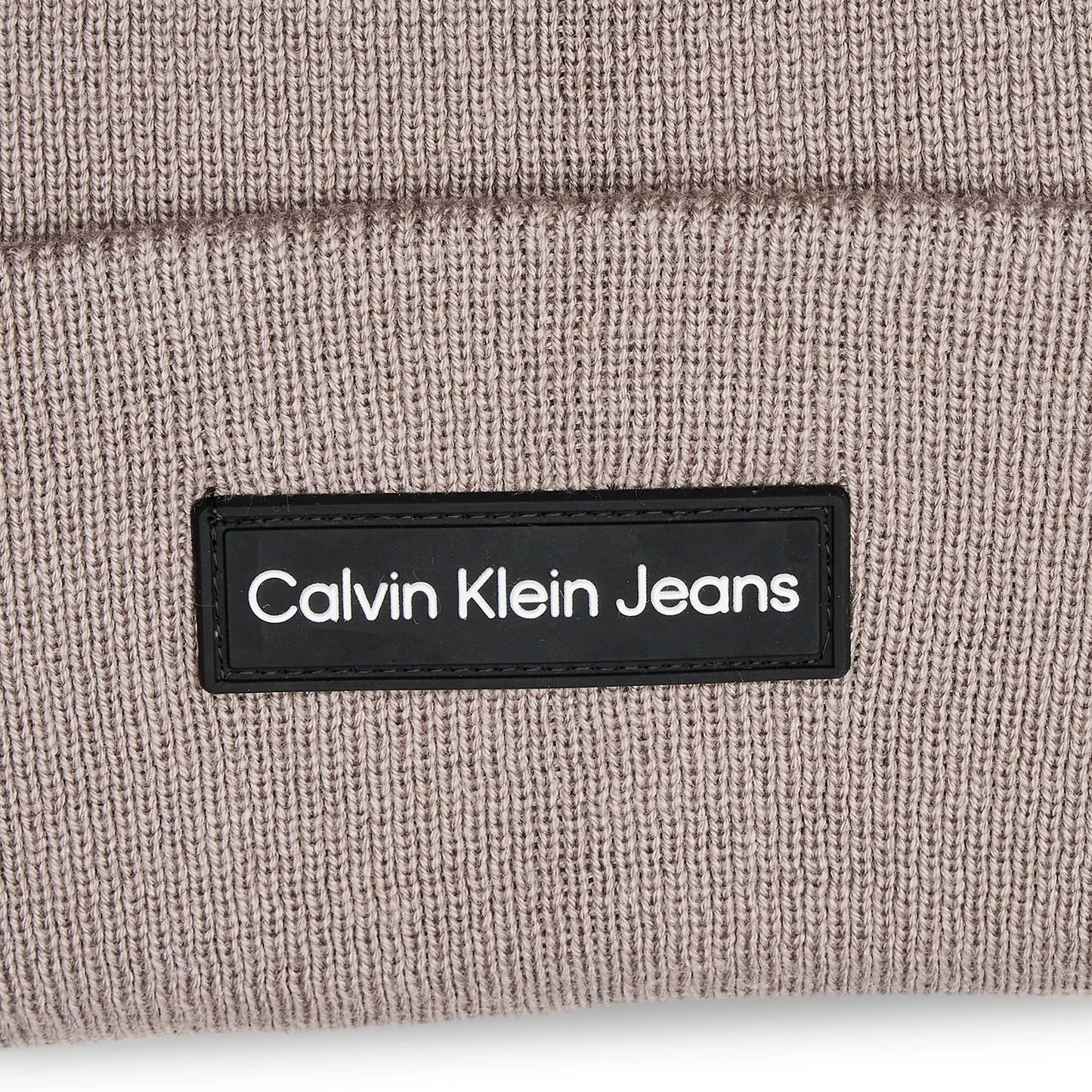 Calvin Klein Jeans Gray Logo Ribbed Beanie