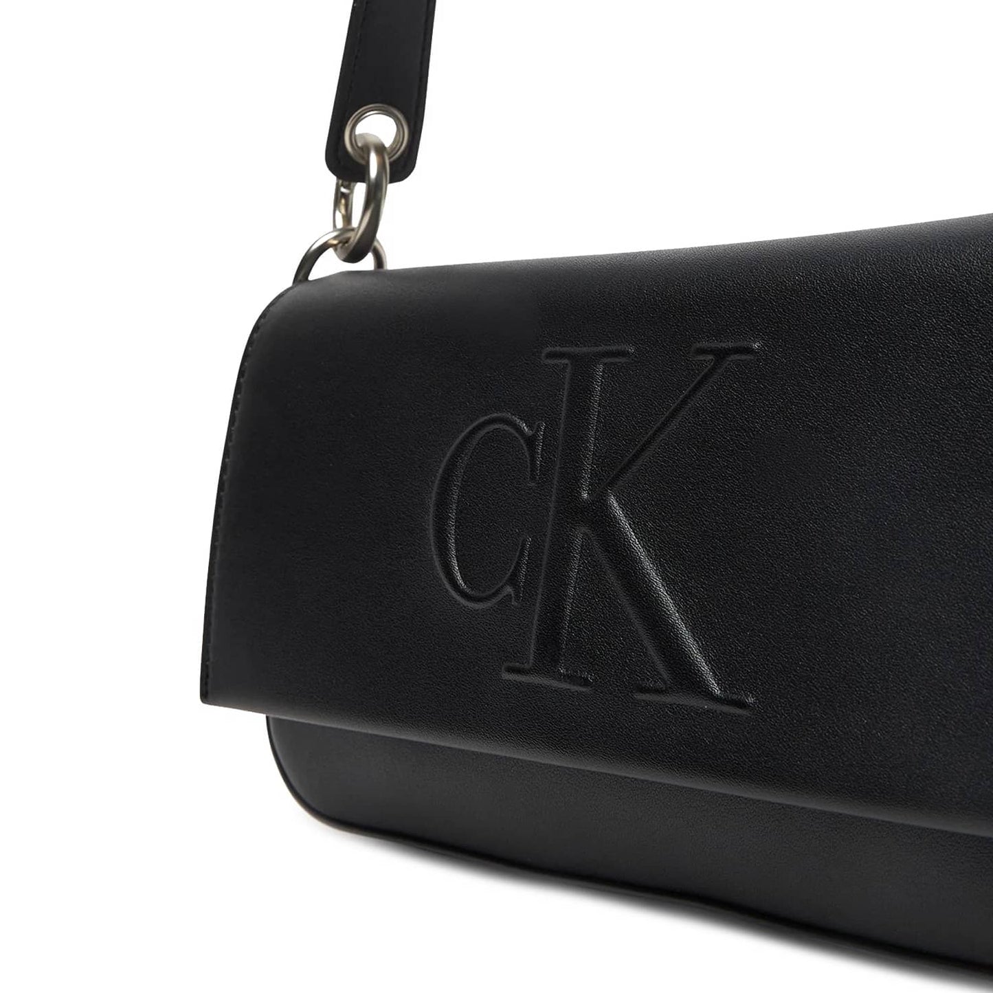 Calvin Klein Jeans Black Bag with Embossed Logo and Sleek Hardware