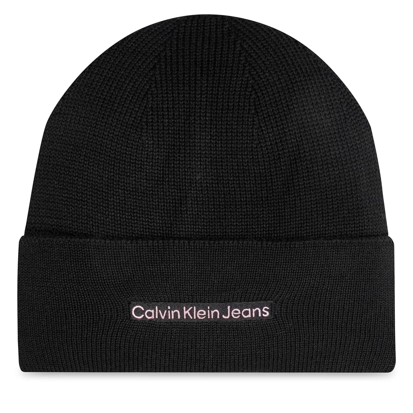 Calvin Klein Jeans Black Beanie with Pink Logo