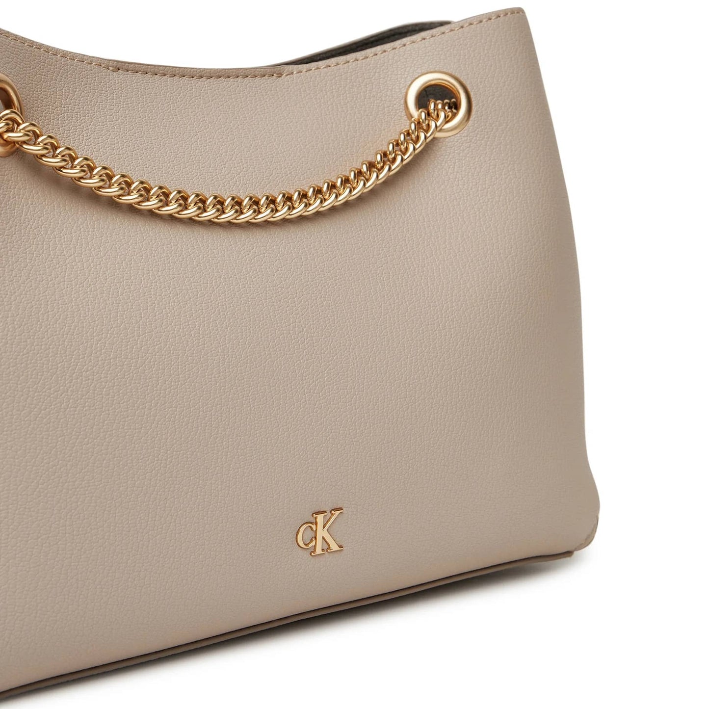 Calvin Klein Beige Elegant Bag with Gold Chain Detail