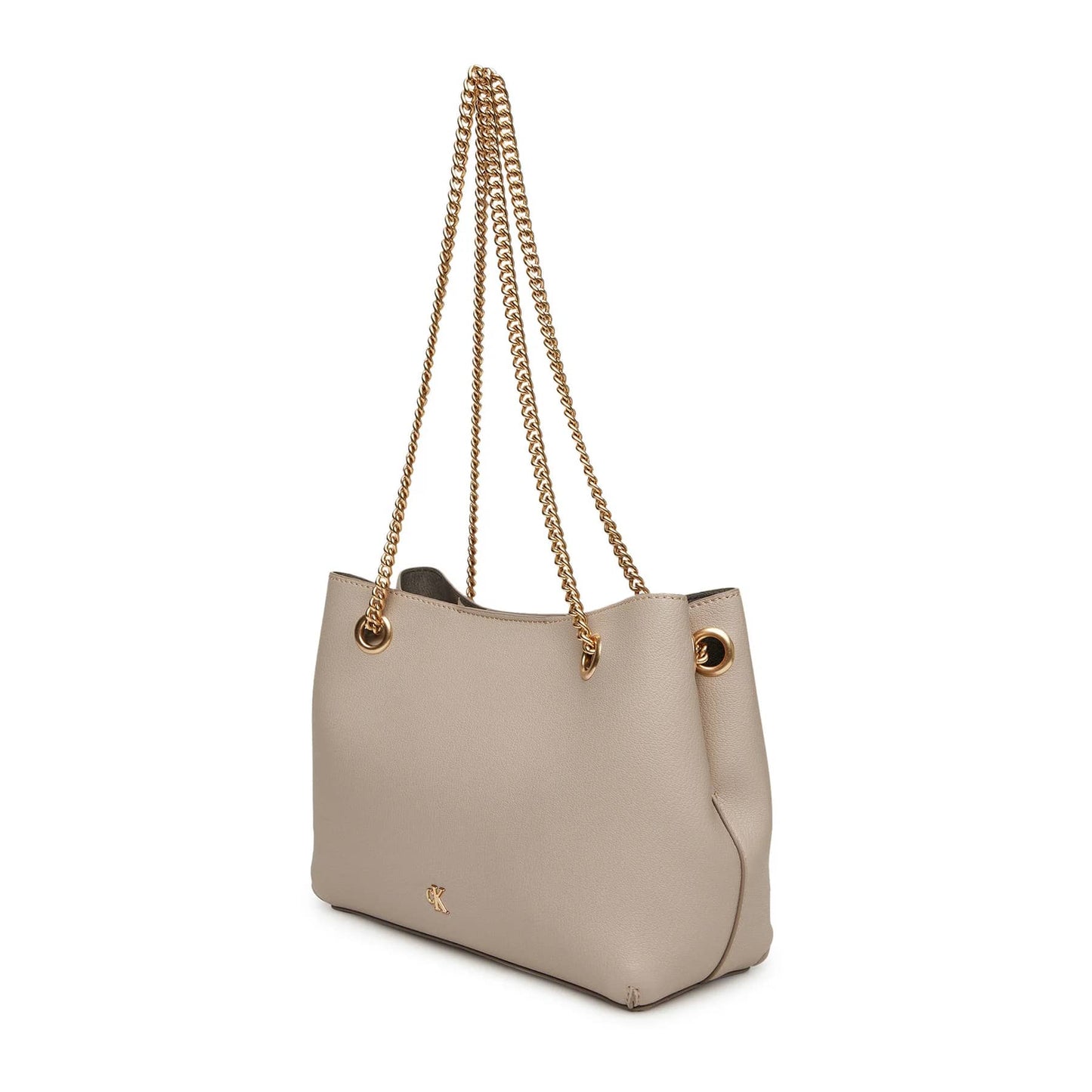 Calvin Klein Beige Elegant Bag with Gold Chain Detail