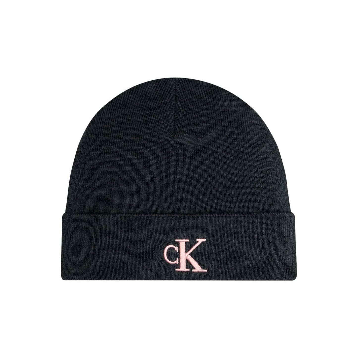 Calvin Klein Embroidered Pink Logo Beanie Black
