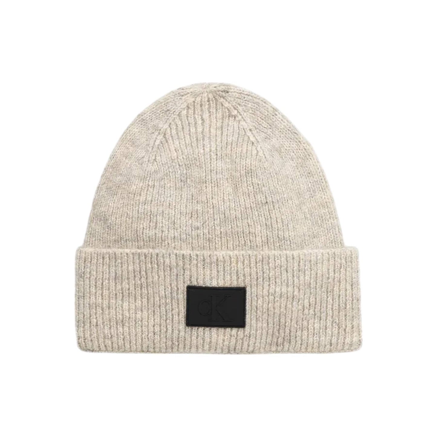 Calvin Klein Beige Logo Fold-Over Beanie
