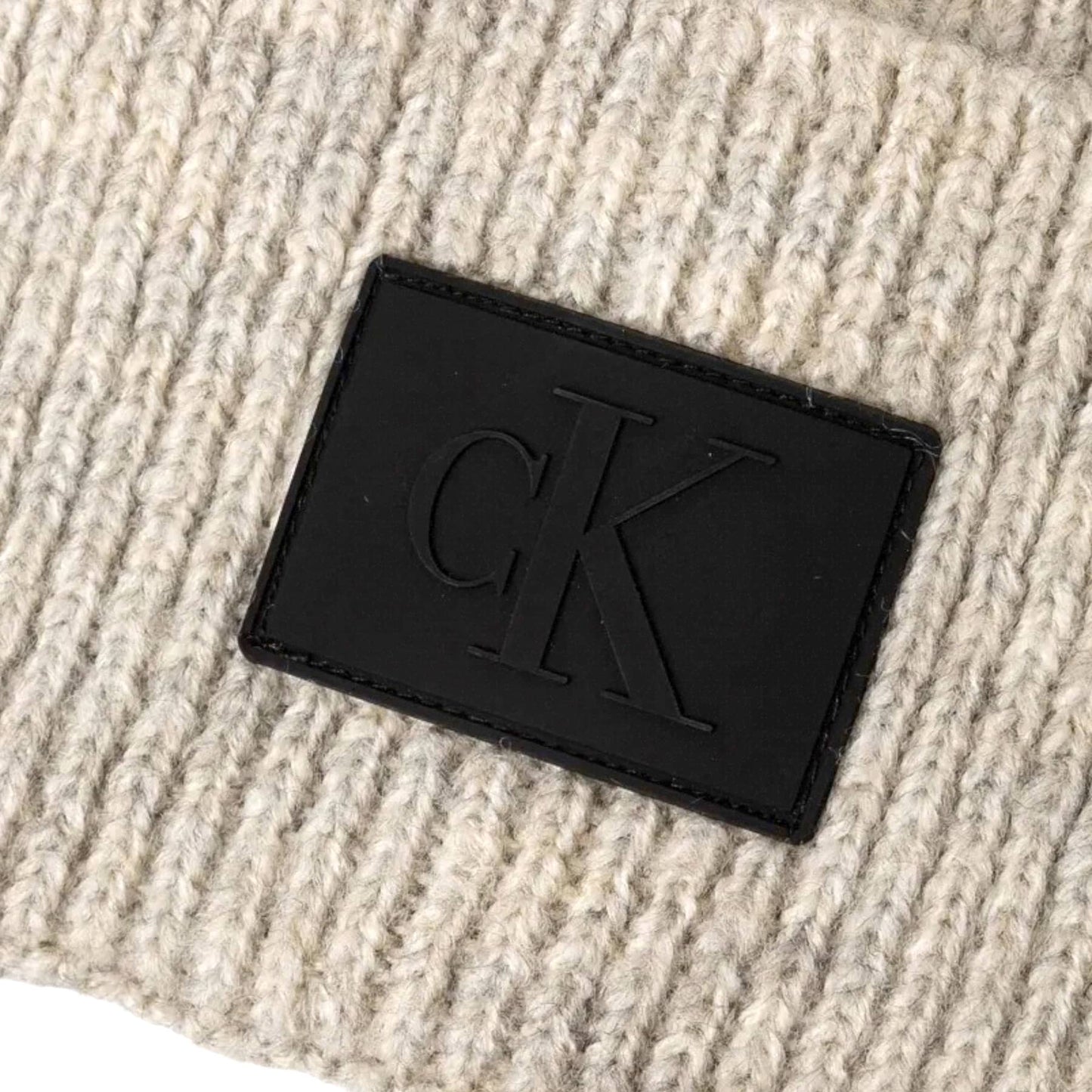 Calvin Klein Beige Logo Fold-Over Beanie