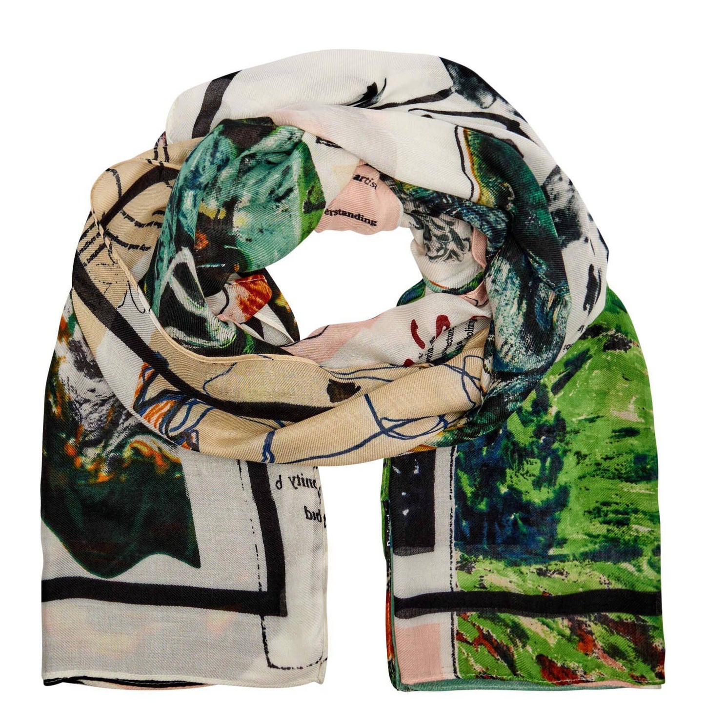 Desigual Floral Framed Scarf with Botanical Burst