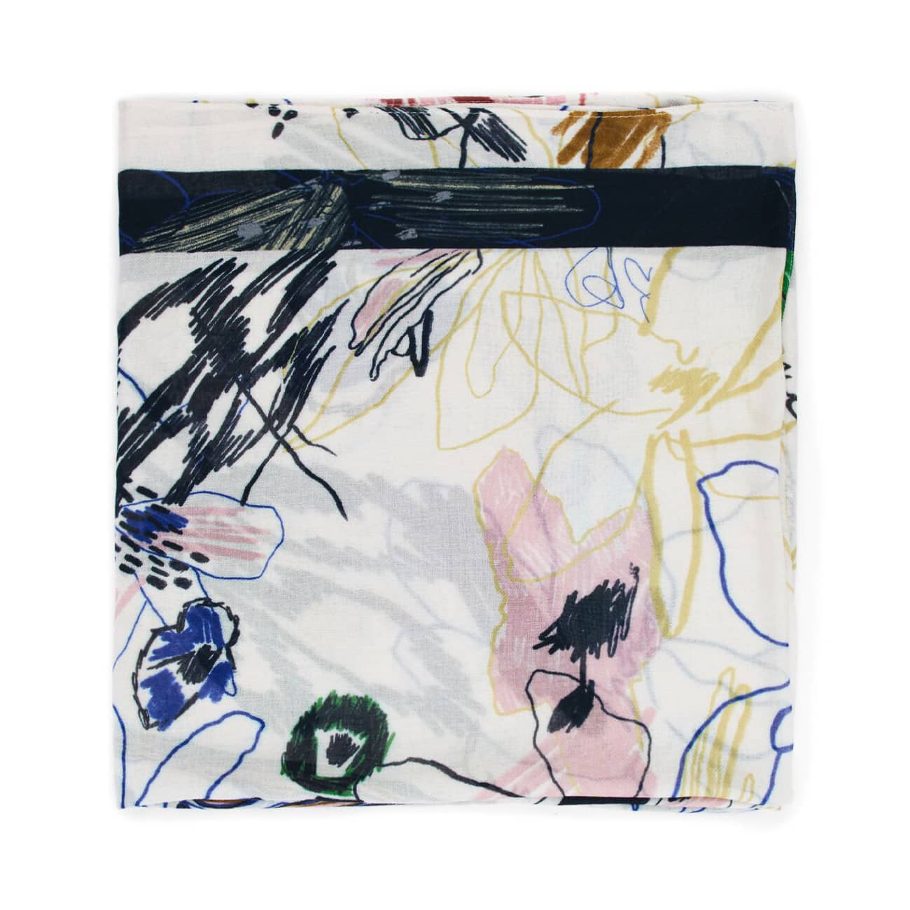 Desigual Artistic Scarf Collage with Nature-Inspired Patterns