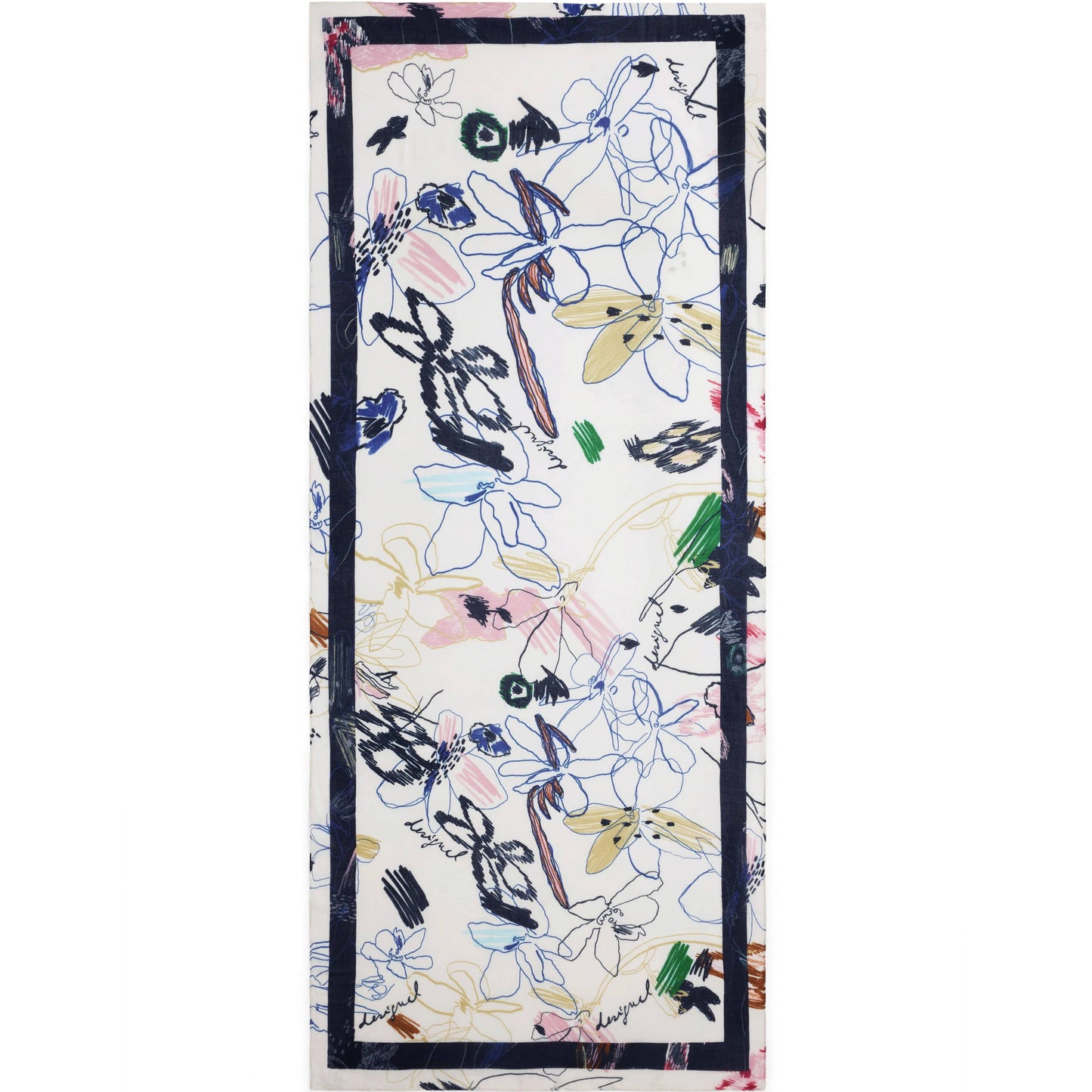 Desigual Artistic Scarf Collage with Nature-Inspired Patterns
