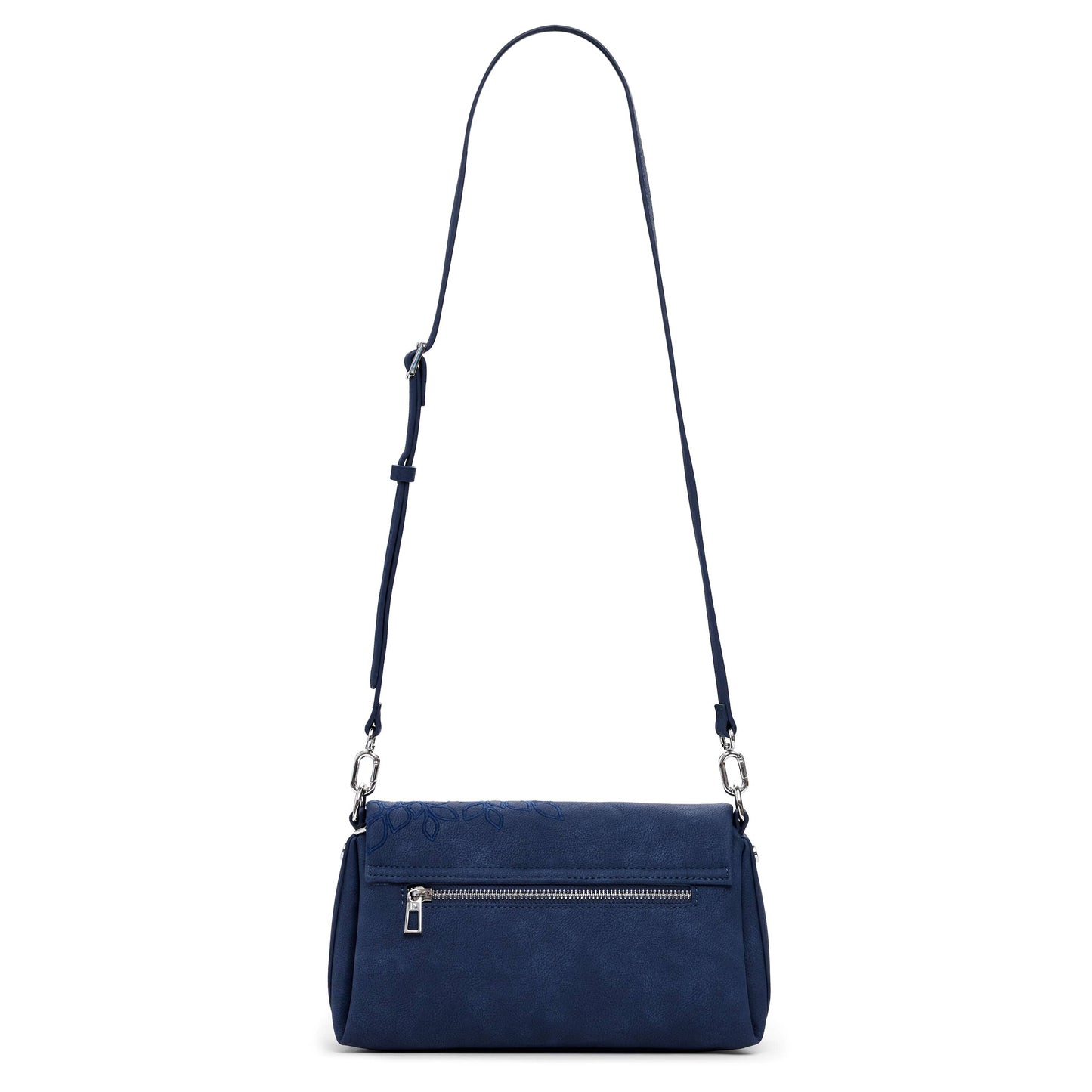 Desigual Blue Embossed Bag with White Studded Strap and Signature Charm