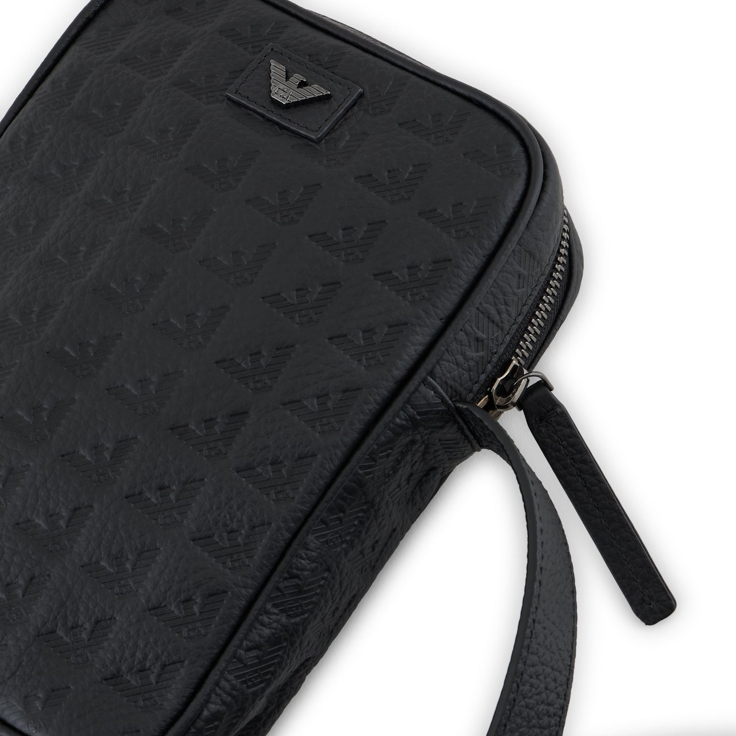 Emporio Armani New Minorca Crossbody Bag in Embossed Calfskin with Logo Pattern