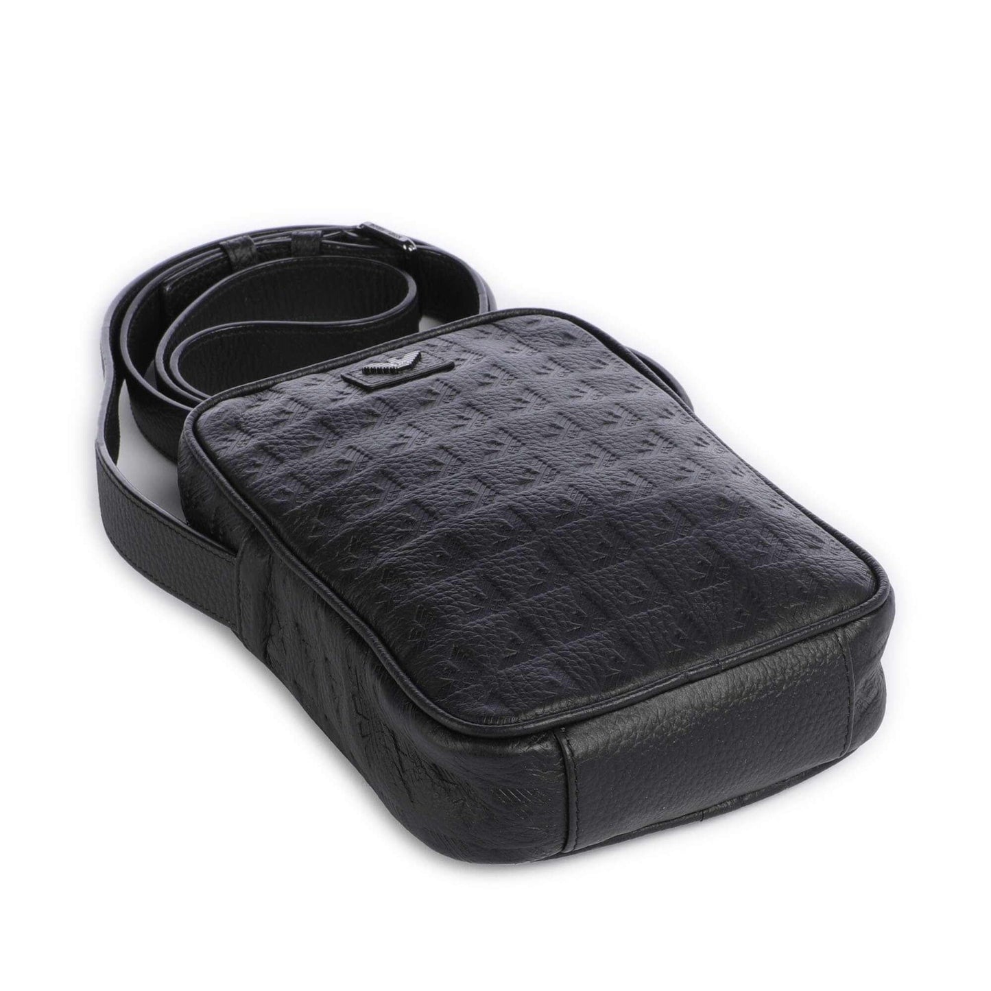 Emporio Armani New Minorca Crossbody Bag in Embossed Calfskin with Logo Pattern