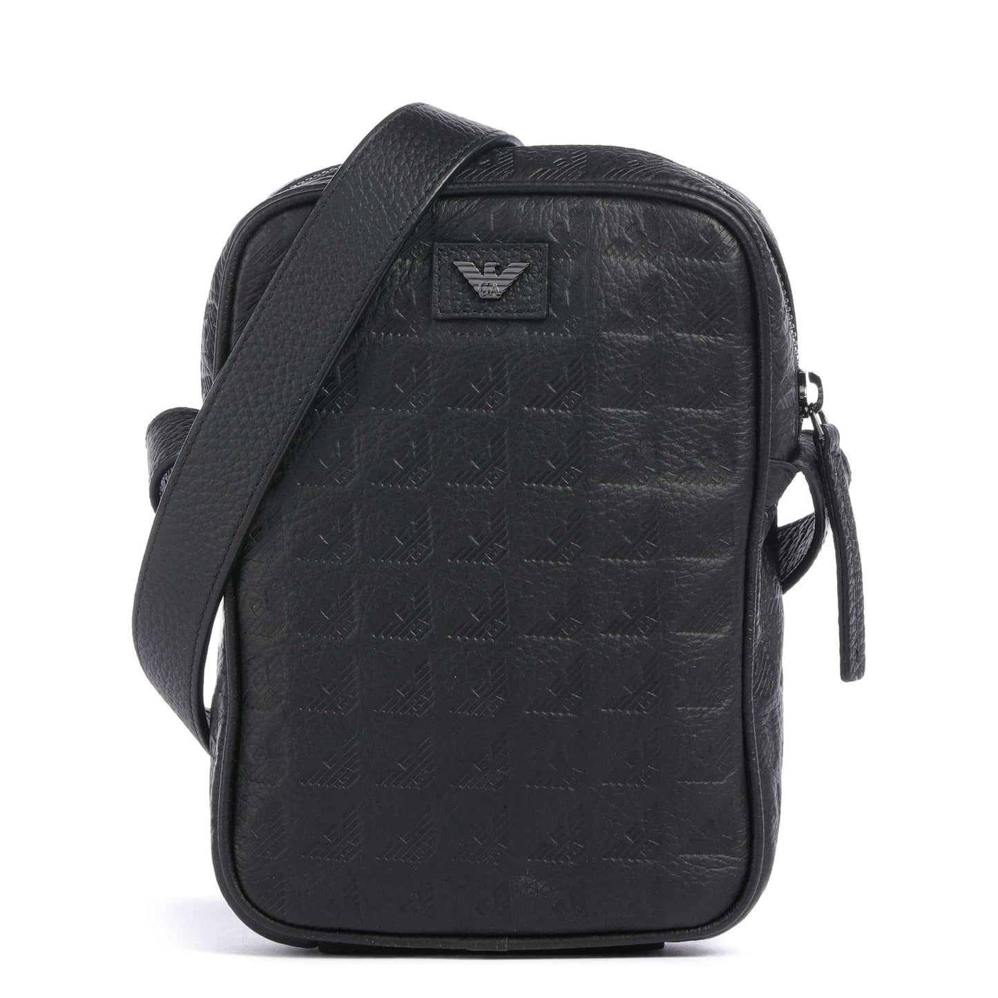 Emporio Armani New Minorca Crossbody Bag in Embossed Calfskin with Logo Pattern