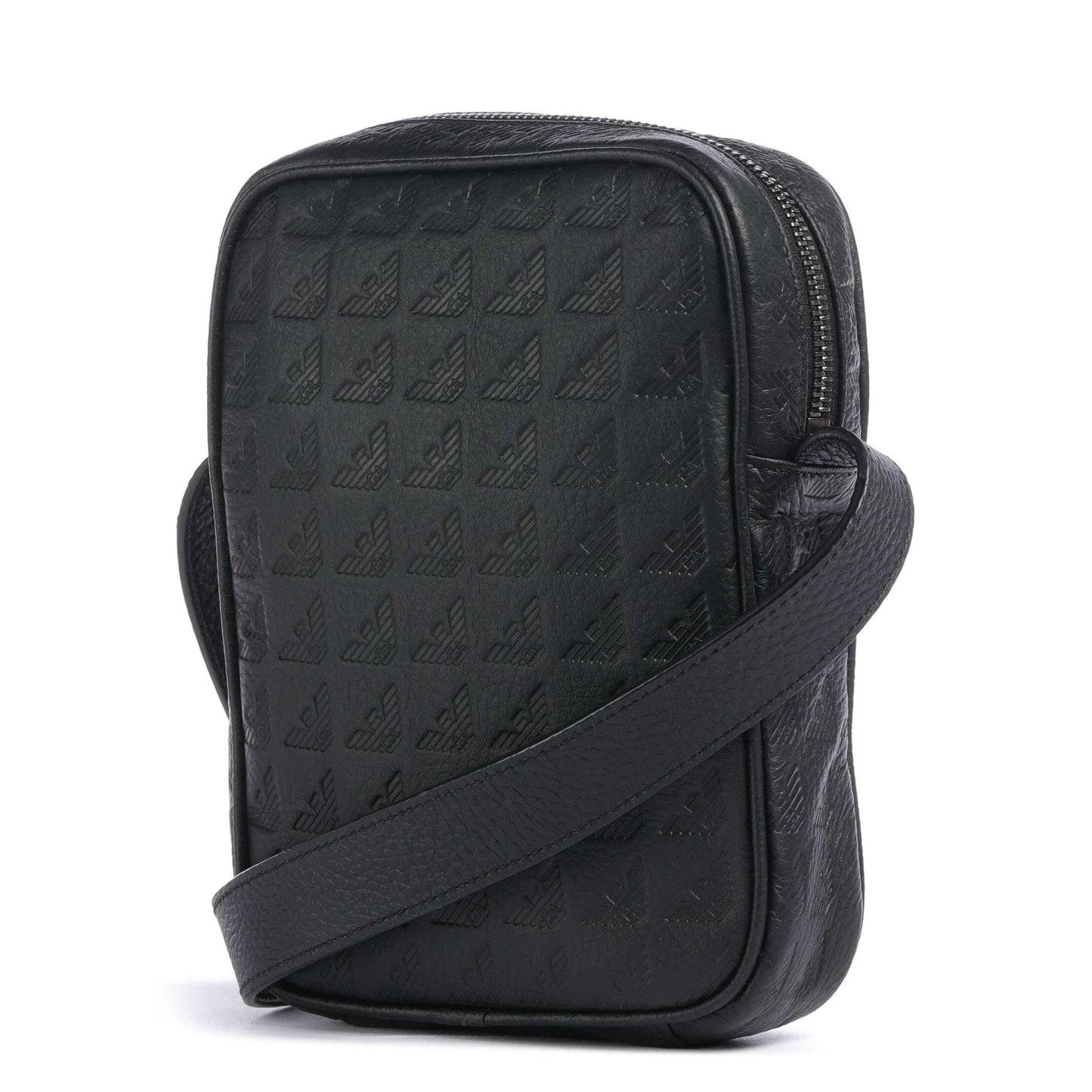Emporio Armani New Minorca Crossbody Bag in Embossed Calfskin with Logo Pattern