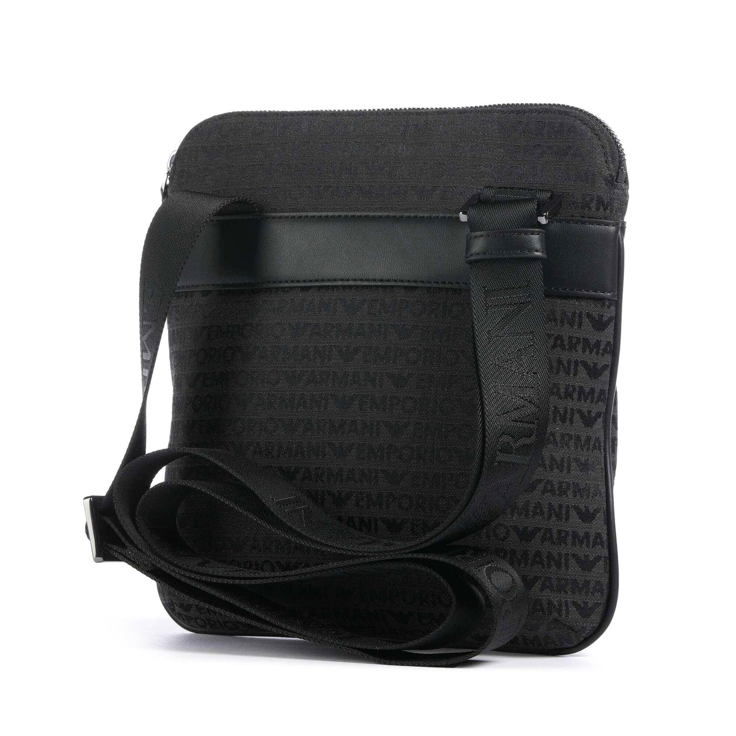 Emporio Armani Logo Jacquard Crossbody Bag in Black Canvas