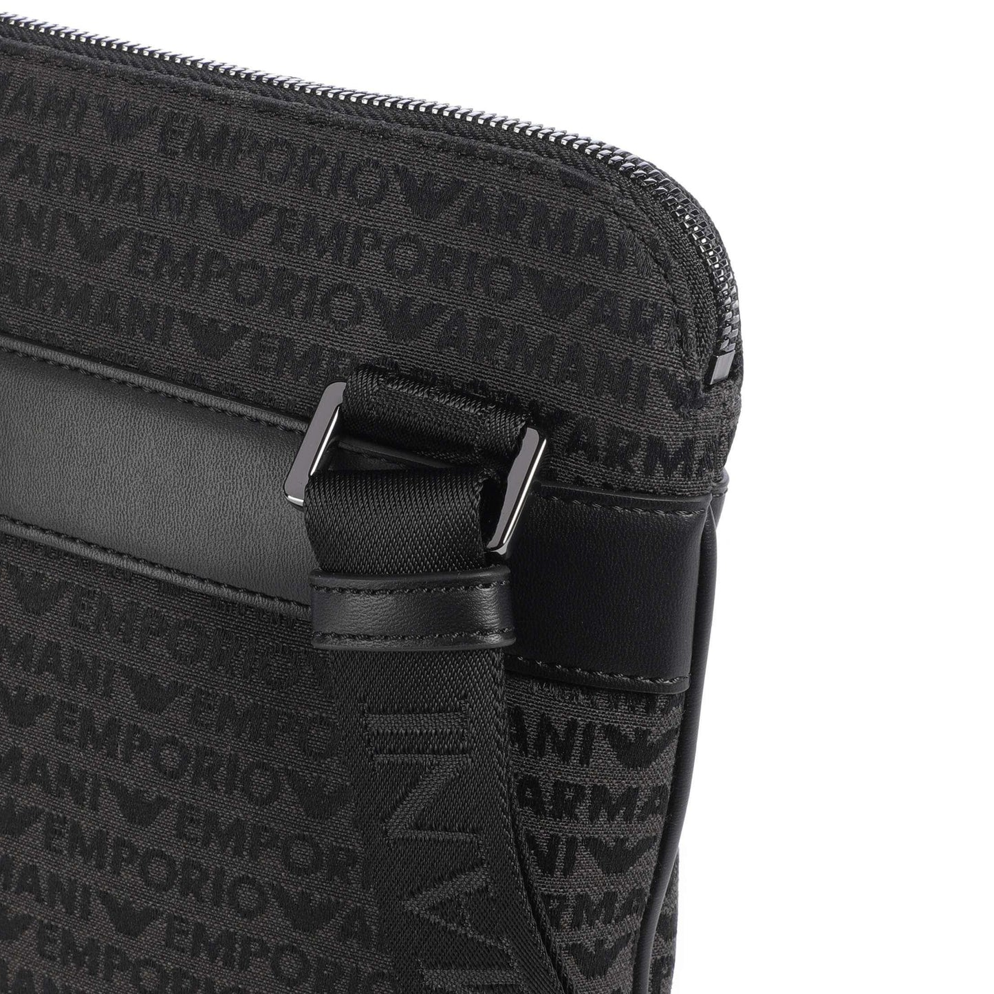 Emporio Armani Logo Jacquard Crossbody Bag in Black Canvas