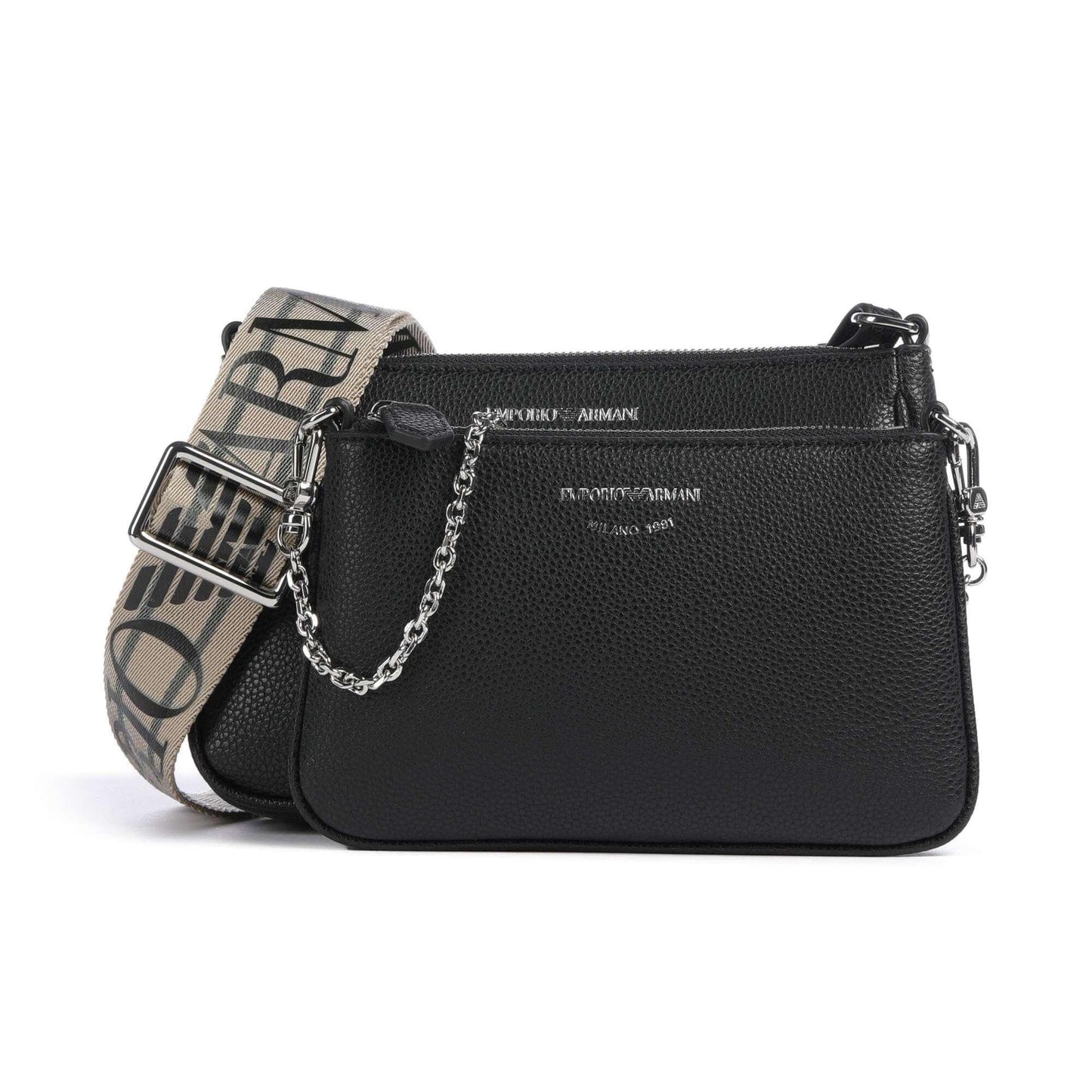 Emporio Armani Dea Shoulder Bag in Black with Signature Strap