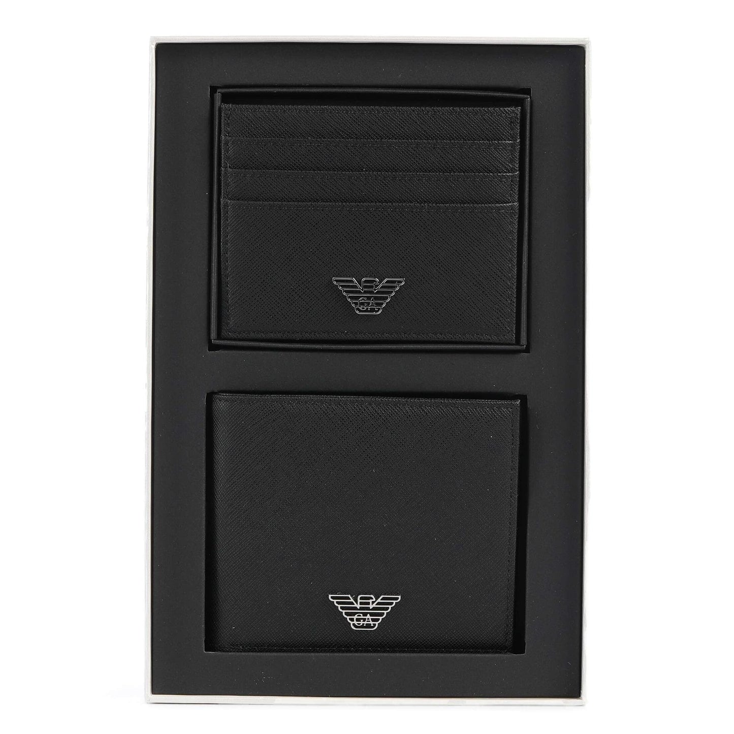 Emporio Armani Business Regenerated Wallet & Cardholder Gift Set in Black
