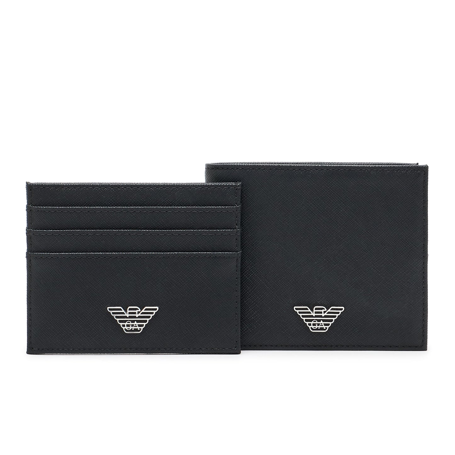 Emporio Armani Business Regenerated Wallet & Cardholder Gift Set in Black