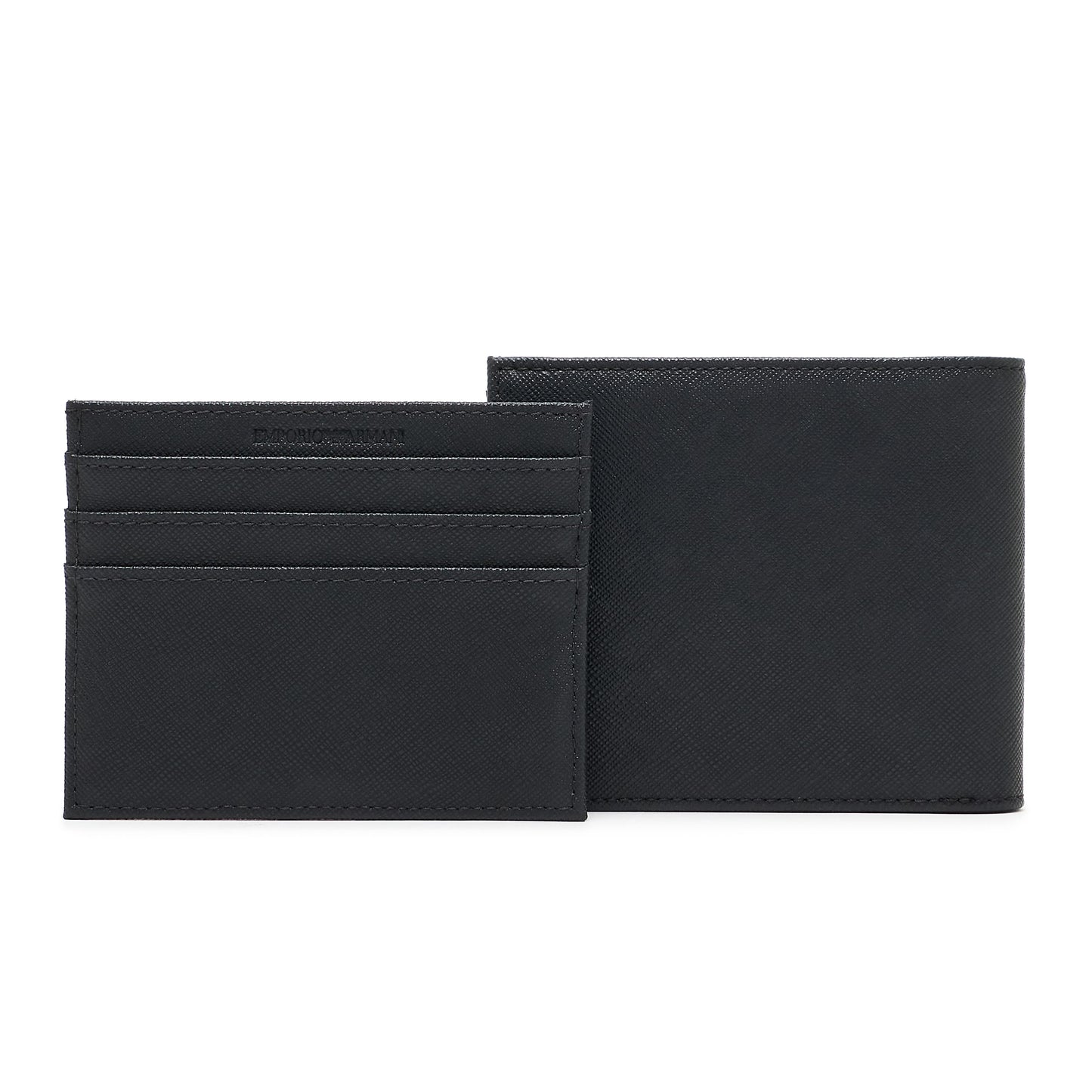 Emporio Armani Business Regenerated Wallet & Cardholder Gift Set in Black