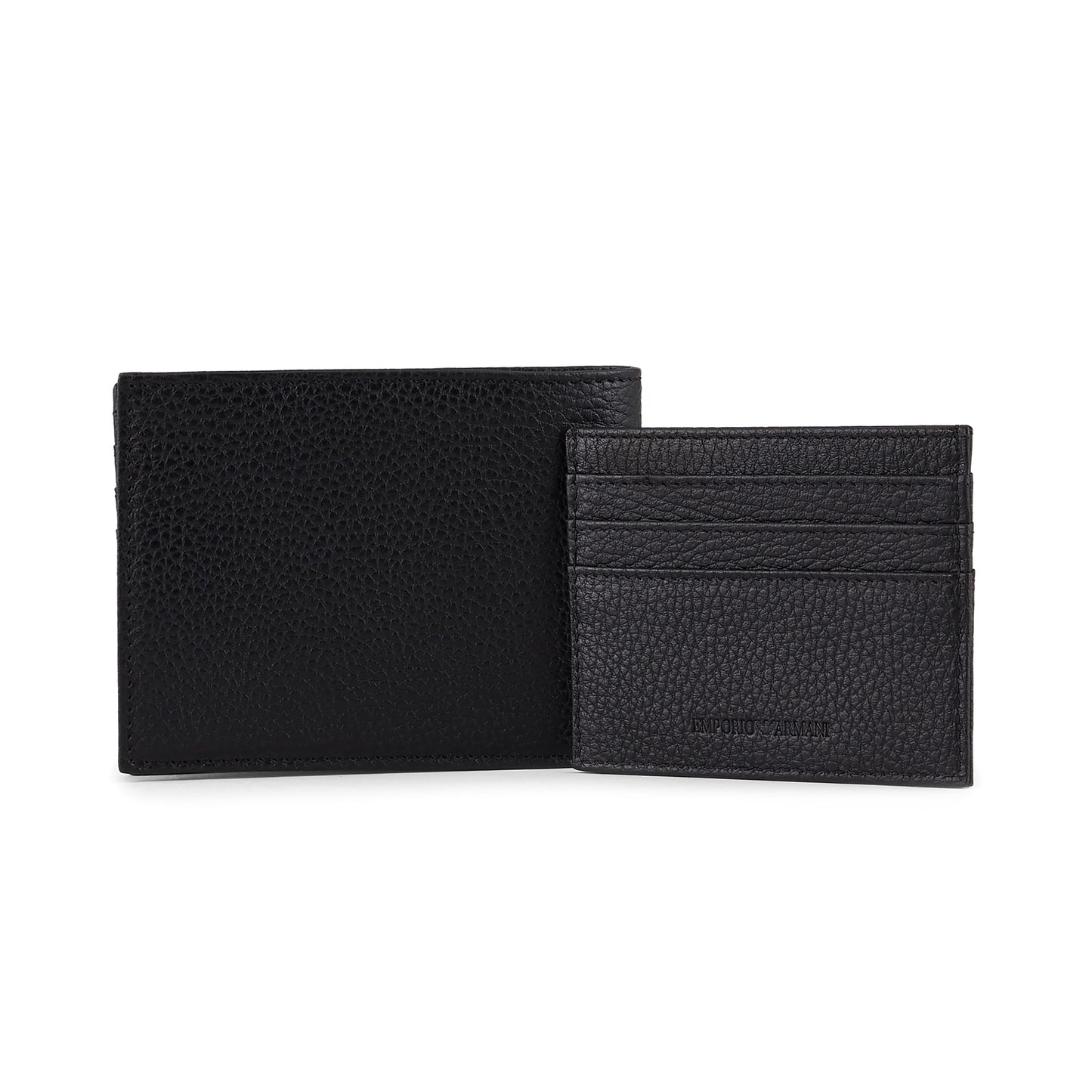 Emporio Armani Black Grained Leather Wallet & Cardholder Gift Set