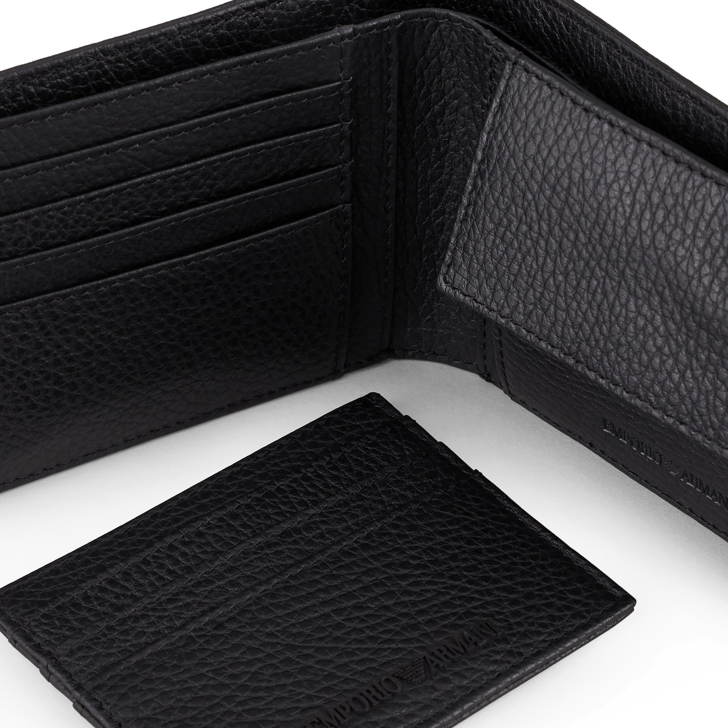 Emporio Armani Black Grained Leather Wallet & Cardholder Gift Set