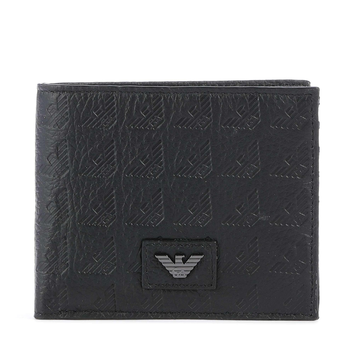 Emporio Armani New Minorca Wallet in Embossed Black Calfskin