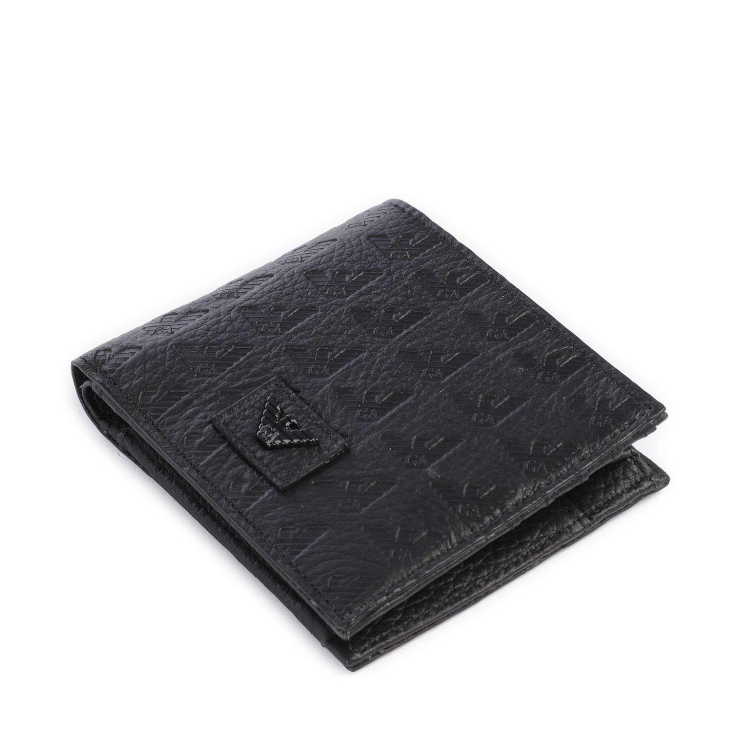 Emporio Armani New Minorca Wallet in Embossed Black Calfskin