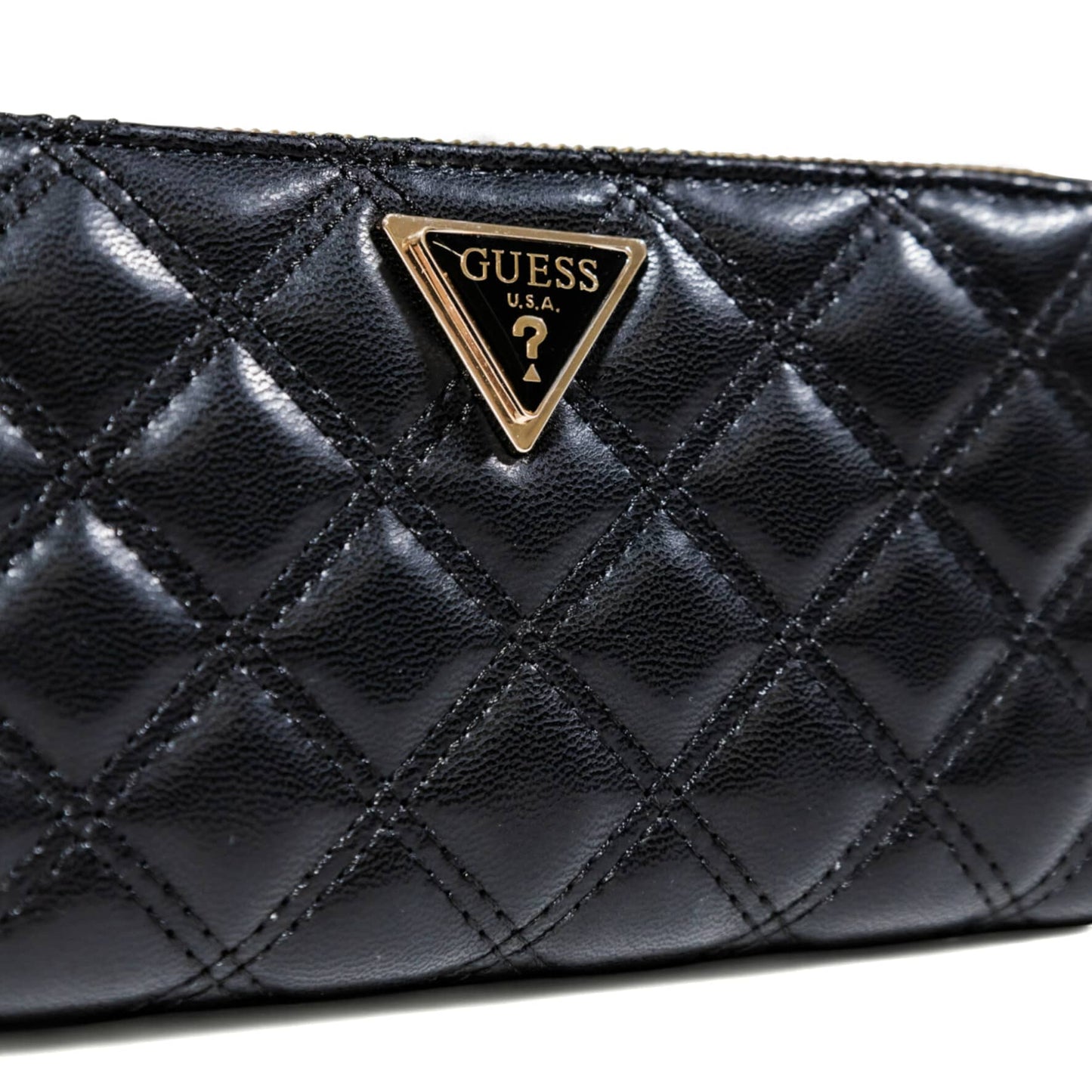 Guess Quilted Black Zip-Around Wallet