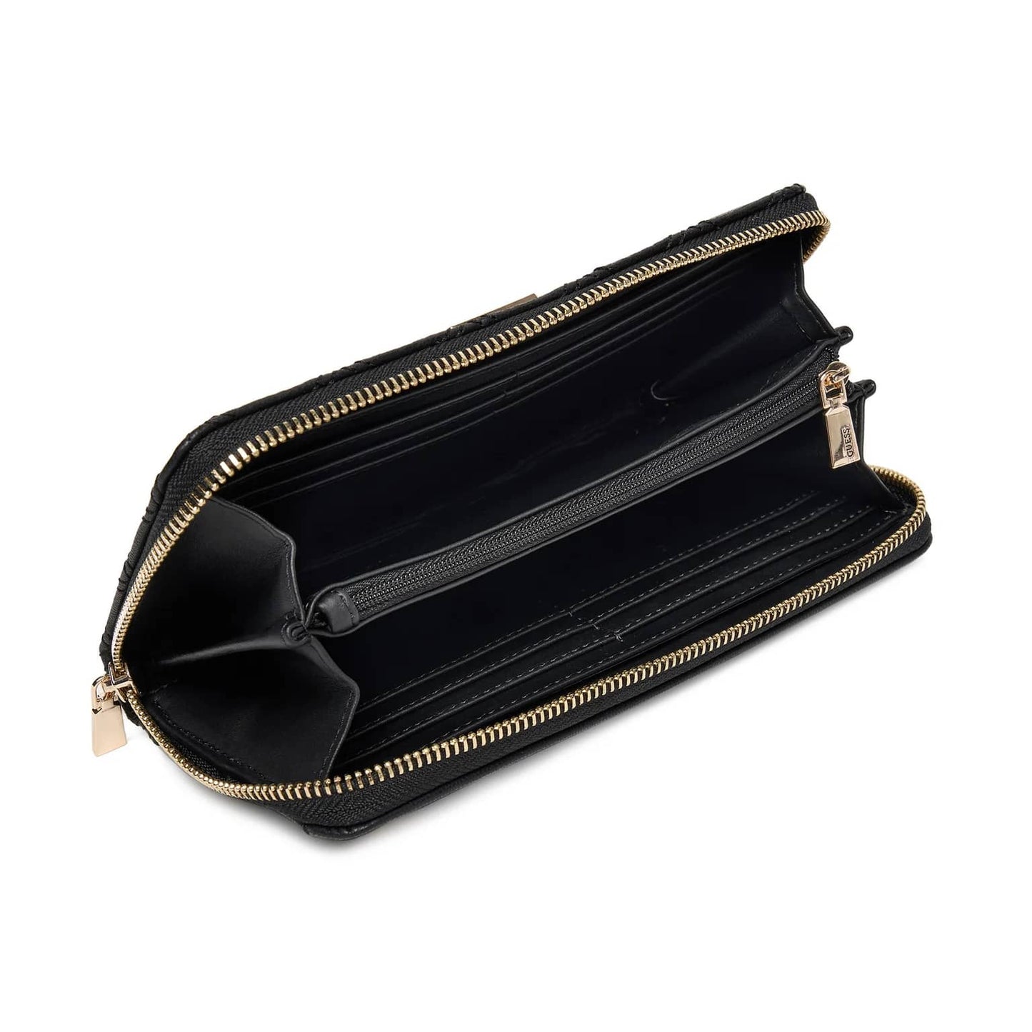 Guess Quilted Black Zip-Around Wallet