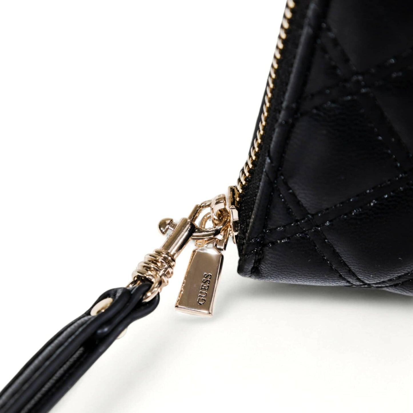Guess Quilted Black Zip-Around Wallet
