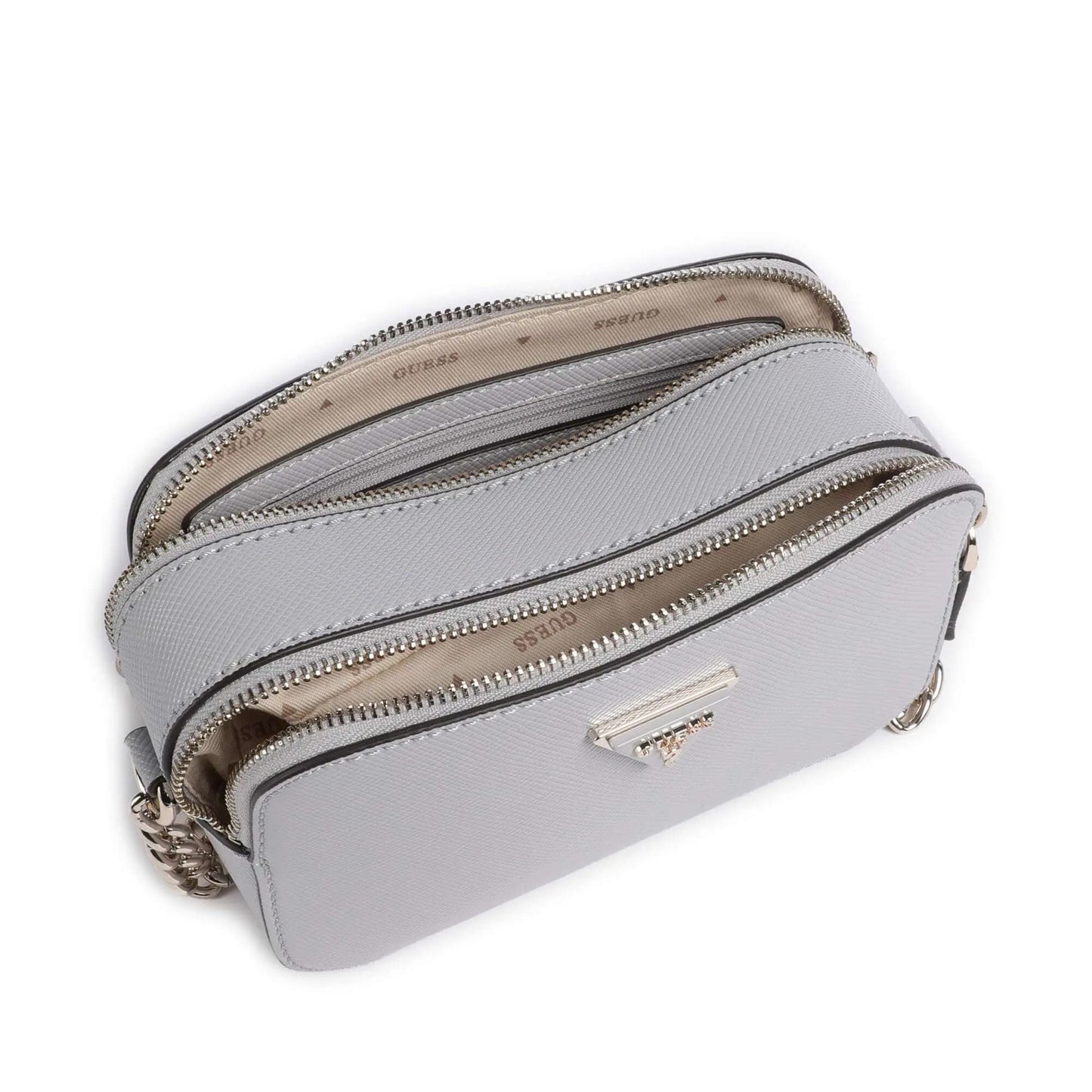Guess Noelle Crossbody Bag in Light Grey with Chain Strap