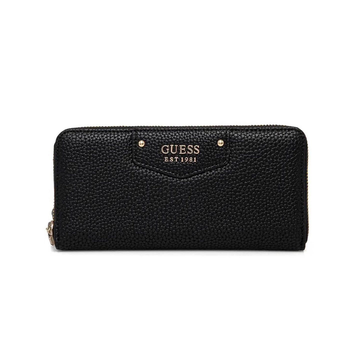 Guess Black Textured Wristlet Wallet with Heritage Logo