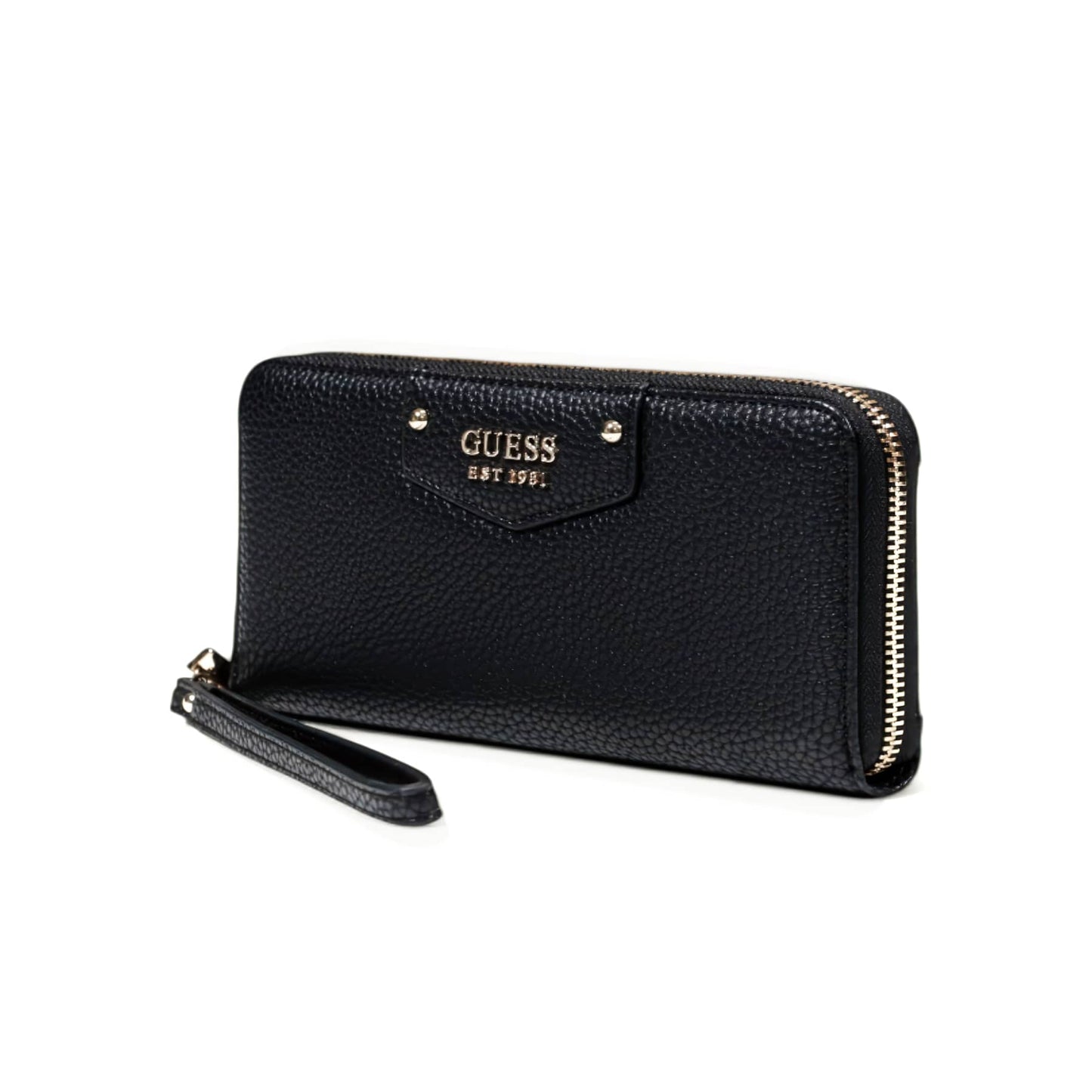 Guess Black Textured Wristlet Wallet with Heritage Logo