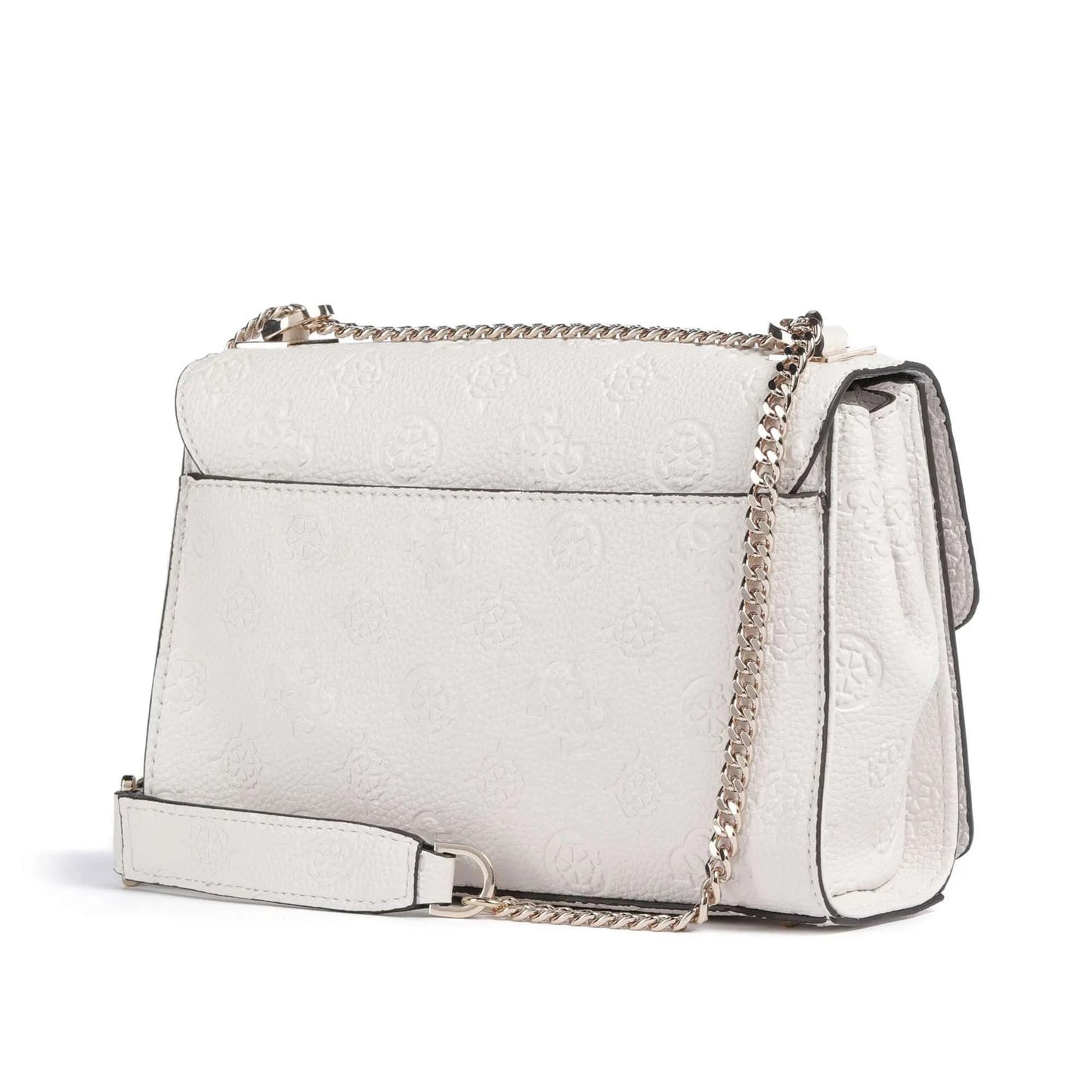 Guess Cresidia Shoulder Bag in White Embossed with Adjustable Strap