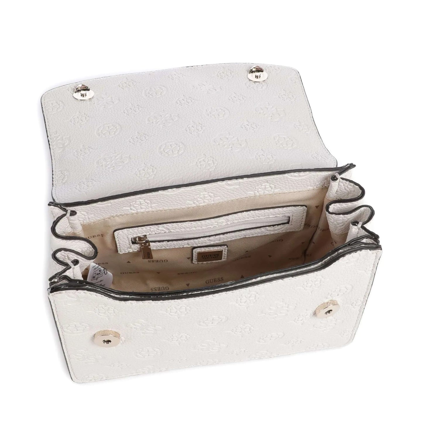 Guess Cresidia Shoulder Bag in White Embossed with Adjustable Strap