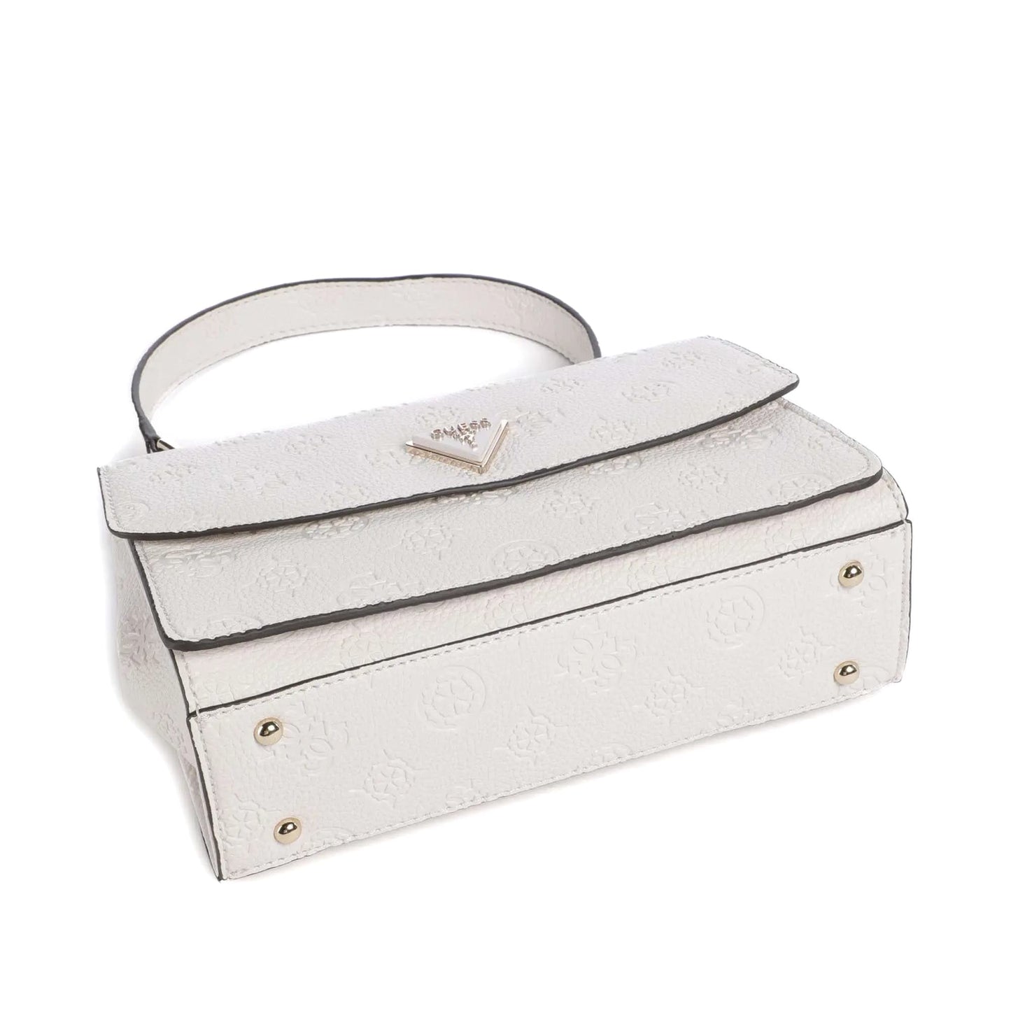 Guess Cresidia Shoulder Bag in White Embossed with Adjustable Strap