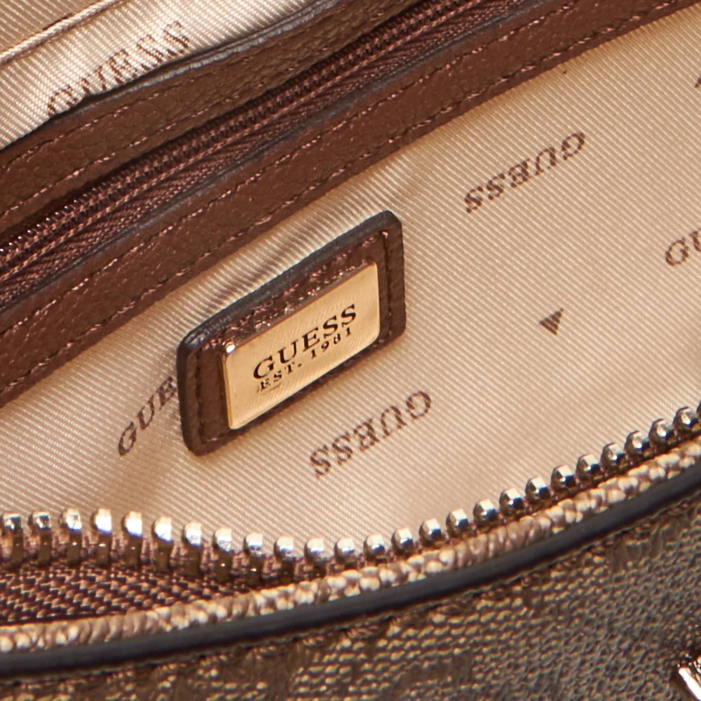 Guess Beige Monogram Shoulder Bag