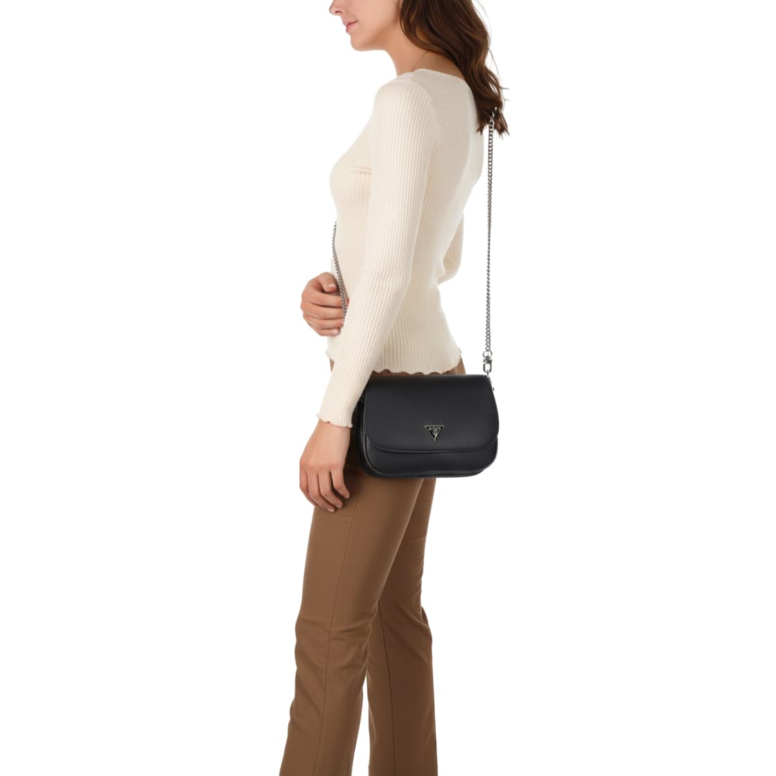 Guess Fedora Shoulder Bag in Black Featuring Signature Detail