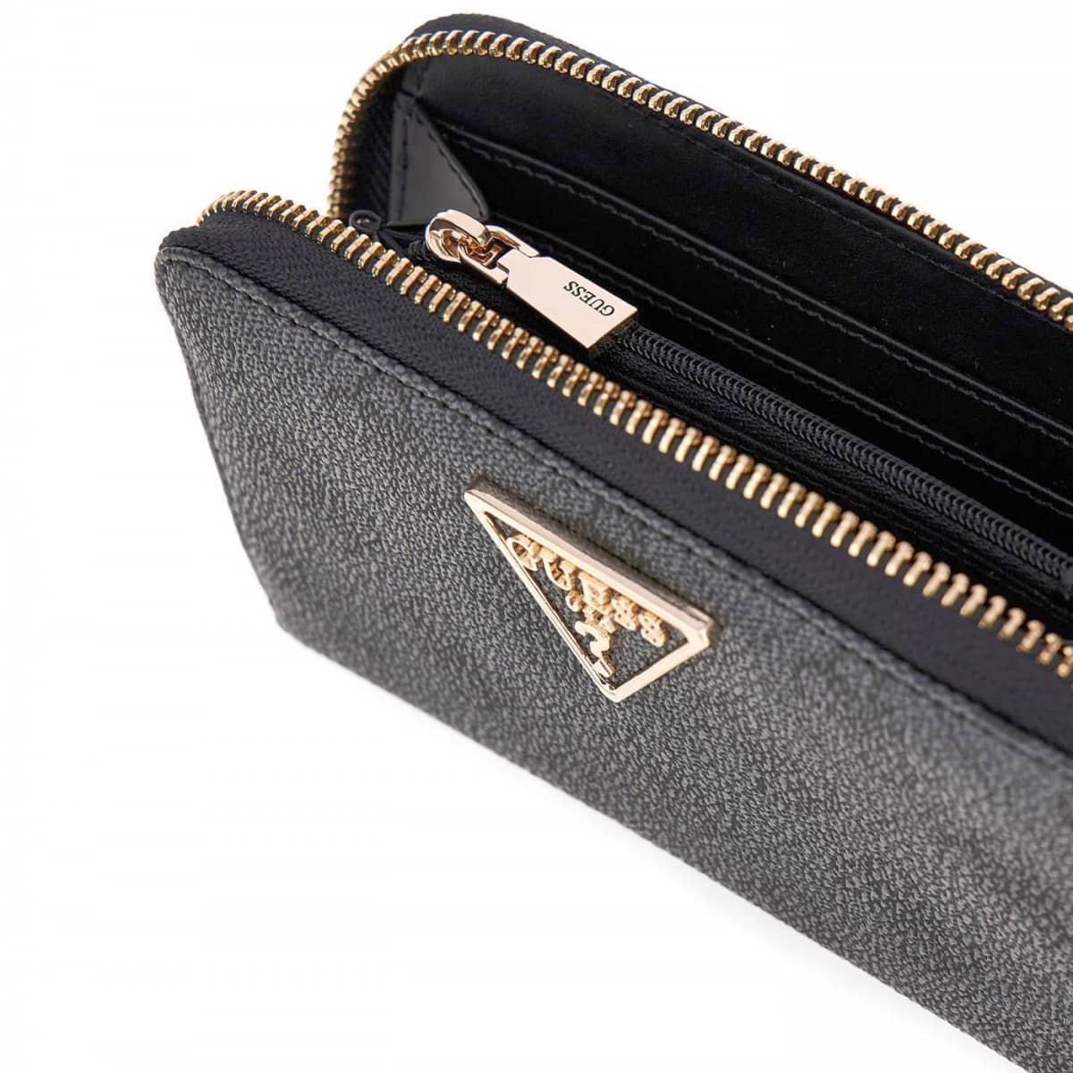 Guess Black Logo-Embossed Wallet with Iconic Triangle Emblem