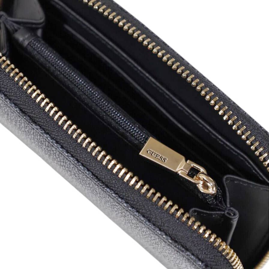 Guess Black Logo-Embossed Wallet with Iconic Triangle Emblem