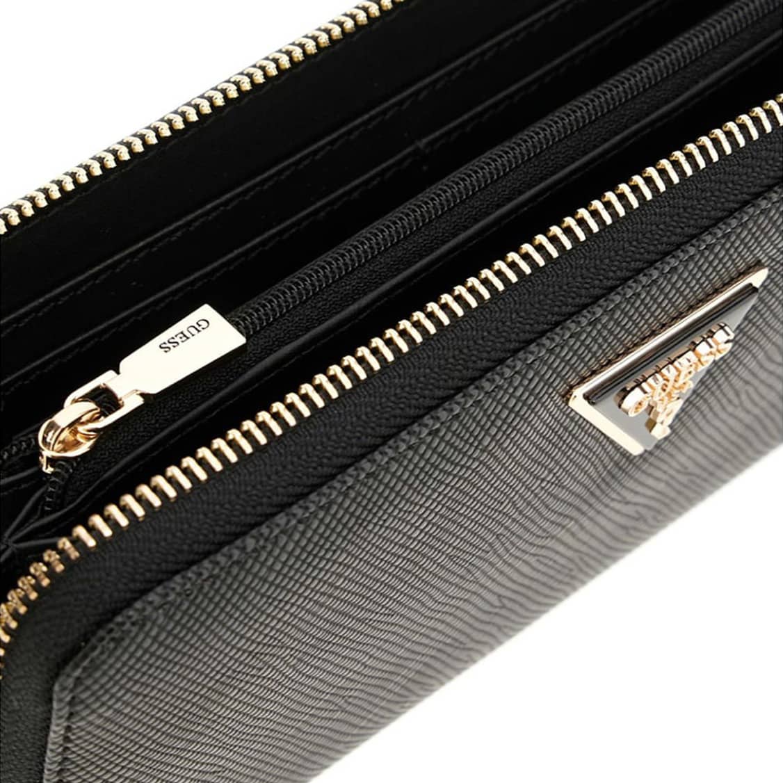 Guess Black Wristlet Wallet with Gold Logo
