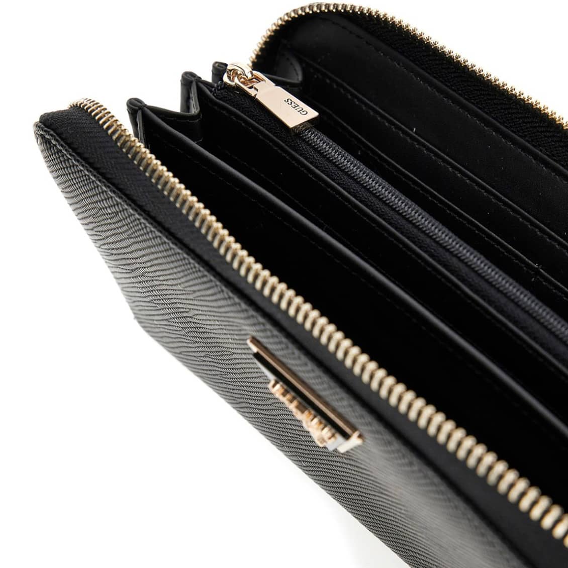 Guess Black Wristlet Wallet with Gold Logo