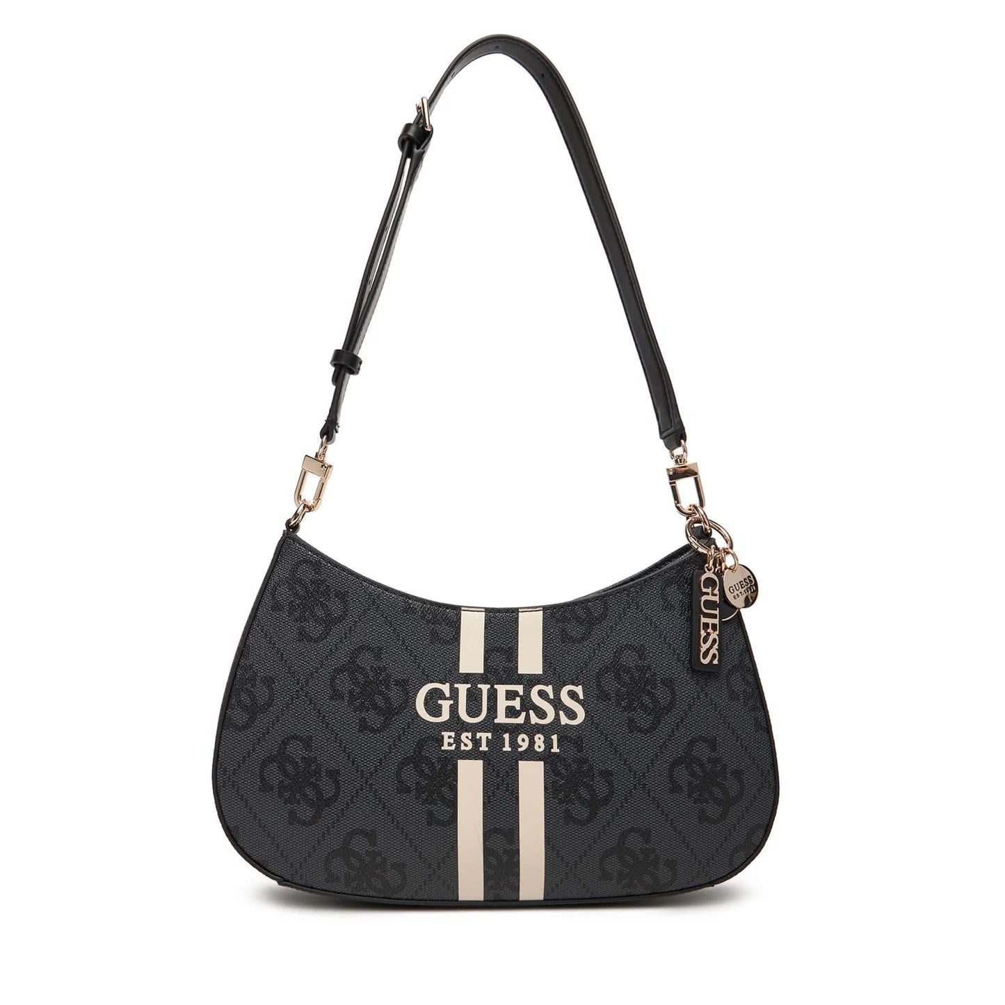 Guess Monogram Shoulder Bag with Logo Stripe Detail