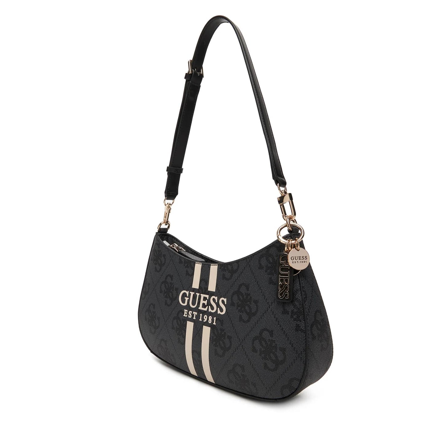 Guess Monogram Shoulder Bag with Logo Stripe Detail