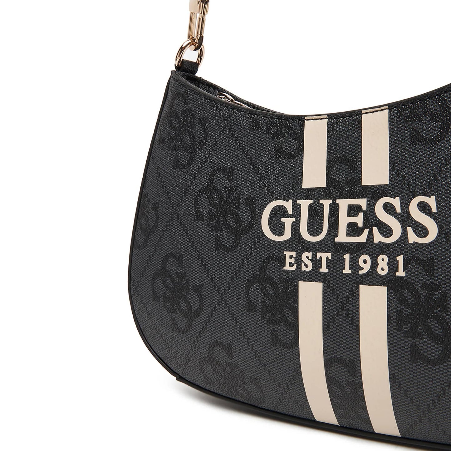 Guess Monogram Shoulder Bag with Logo Stripe Detail